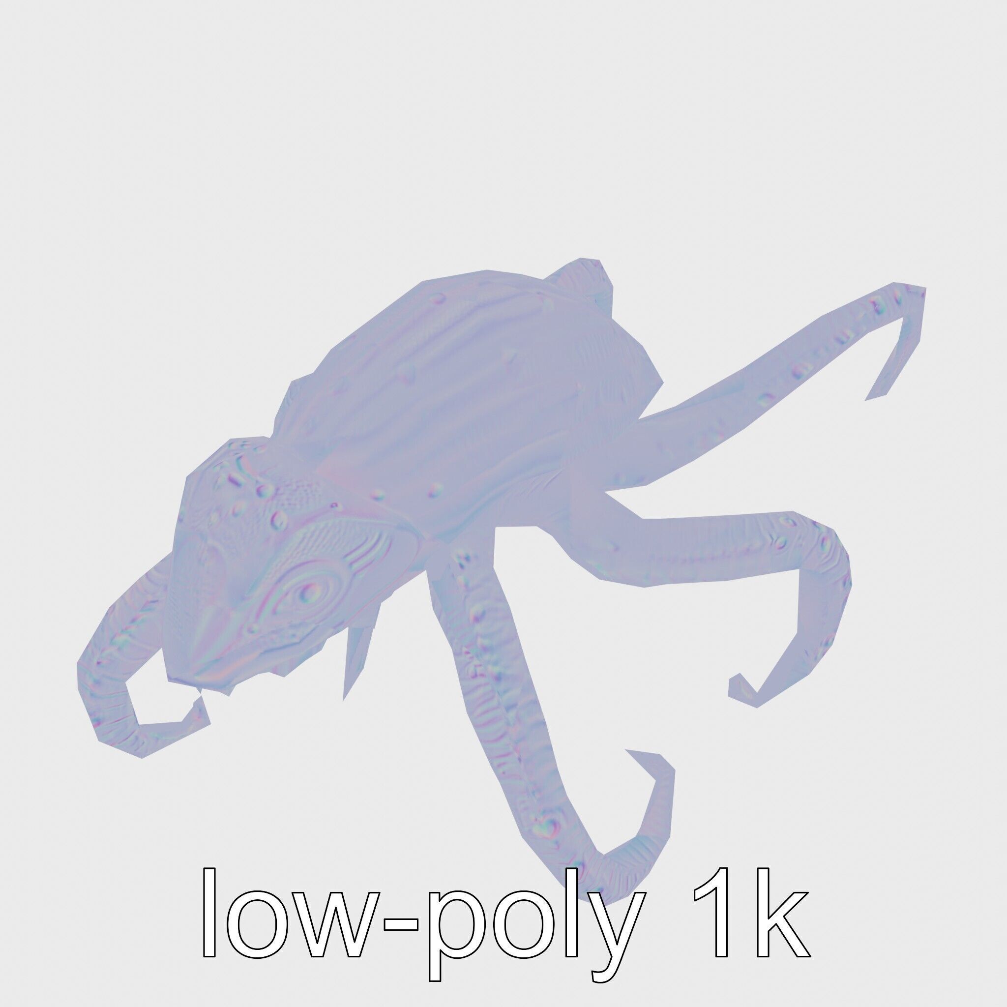 Bioluminescent Tentacle Creature with Multi-Limbed Body Low-poly 3D model_18