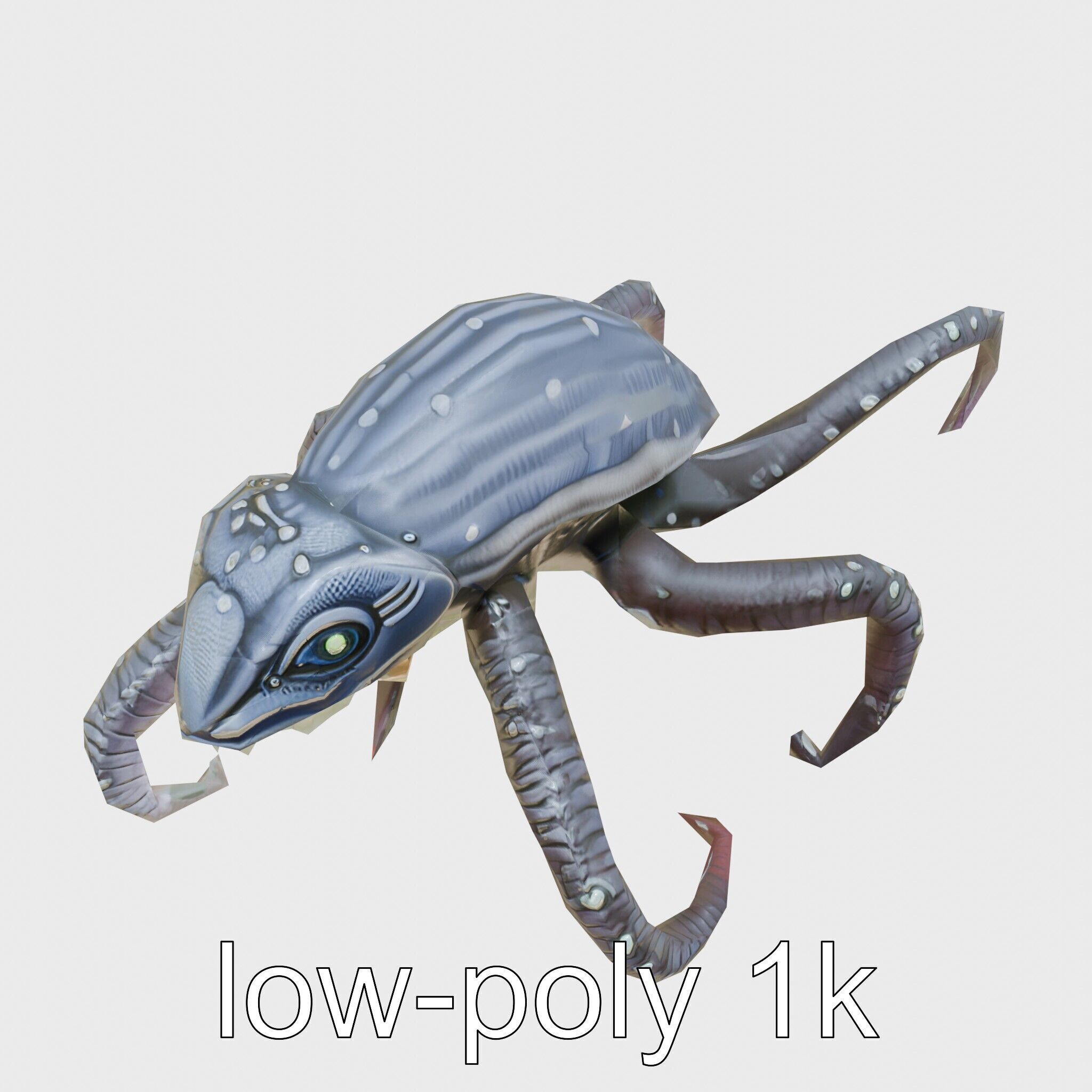Bioluminescent Tentacle Creature with Multi-Limbed Body Low-poly 3D model_10
