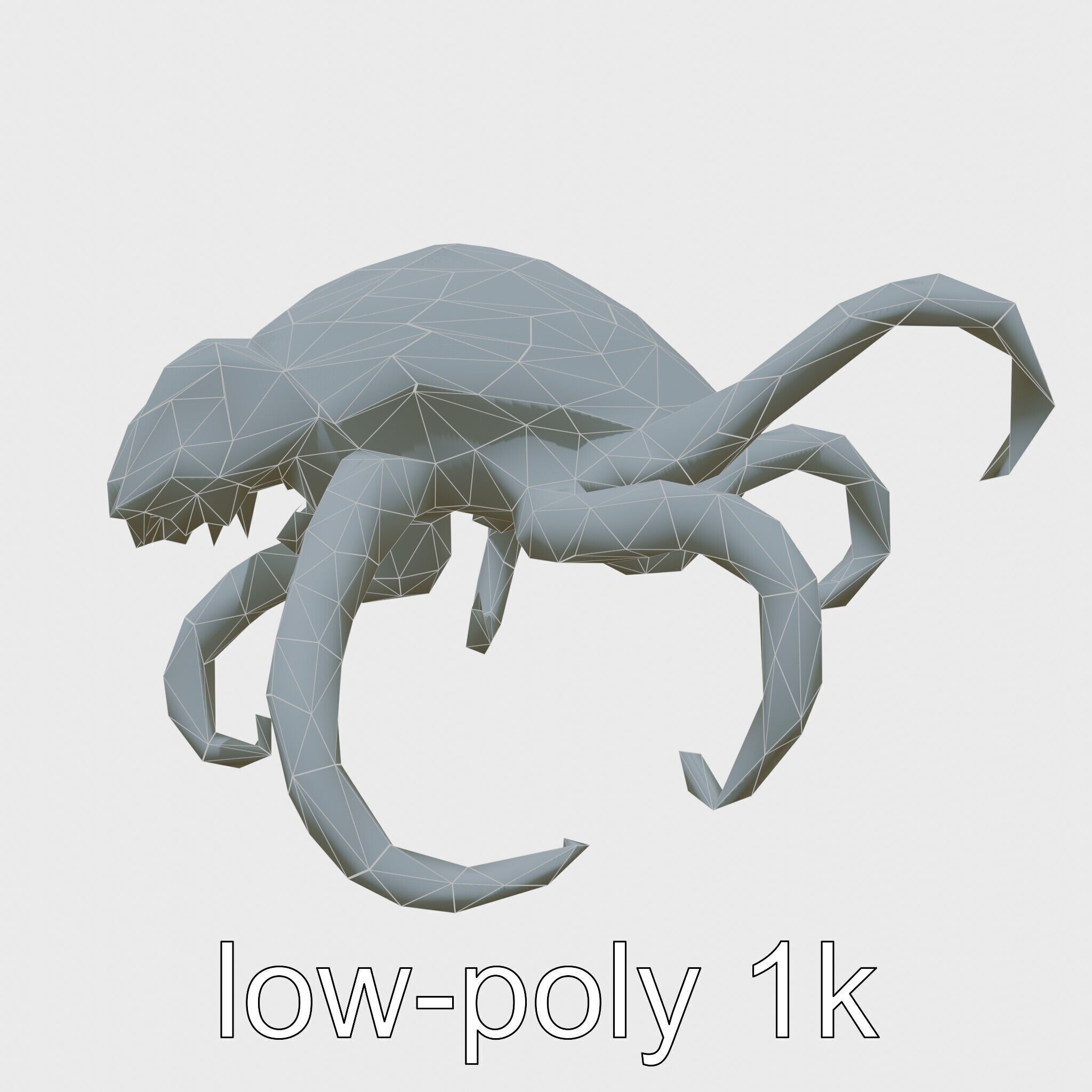 Bioluminescent Tentacle Creature with Multi-Limbed Body Low-poly 3D model_25