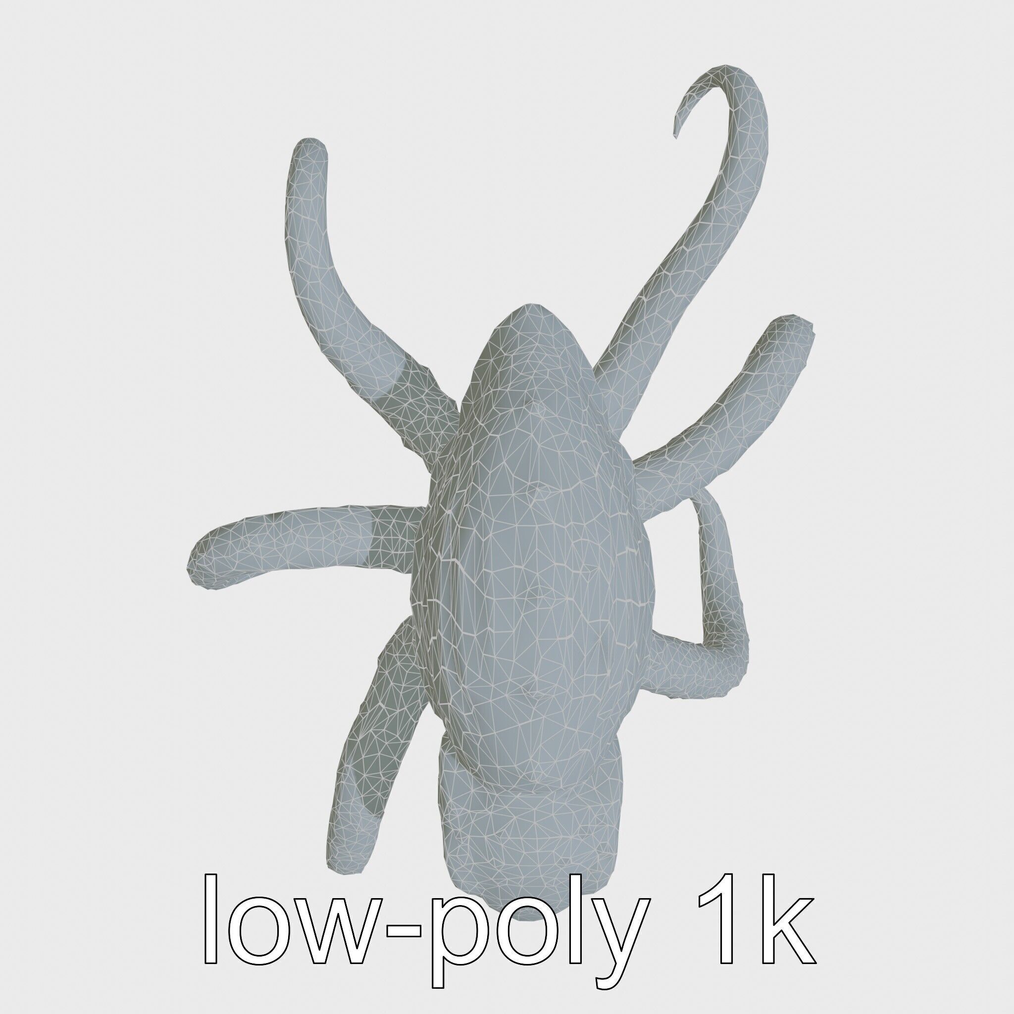 Bioluminescent Tentacle Creature with Multi-Limbed Body Low-poly 3D model_15