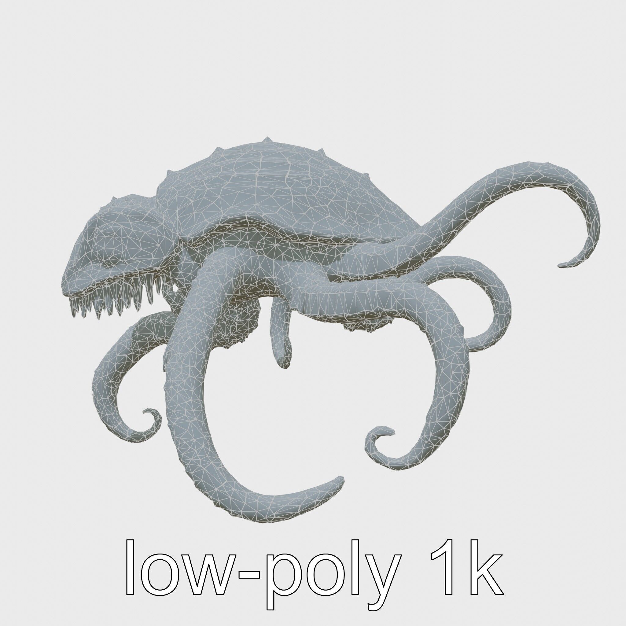 Bioluminescent Tentacle Creature with Multi-Limbed Body Low-poly 3D model_17