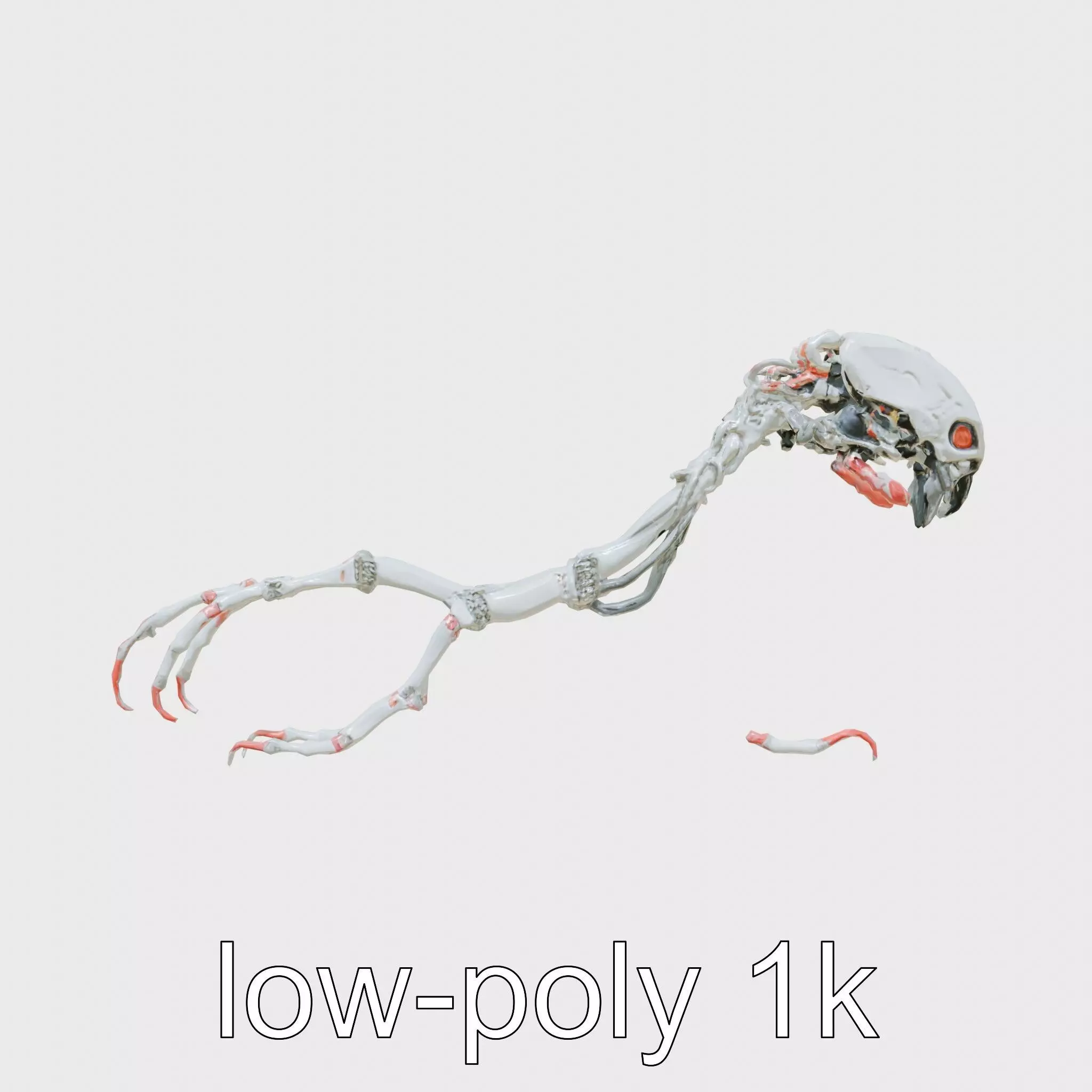 Cybernetic Creature with Mechanical Limbs and Red Eyes Low-poly 3D model_0