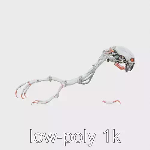 Cybernetic Creature with Mechanical Limbs and Red Eyes Low-poly 3D model