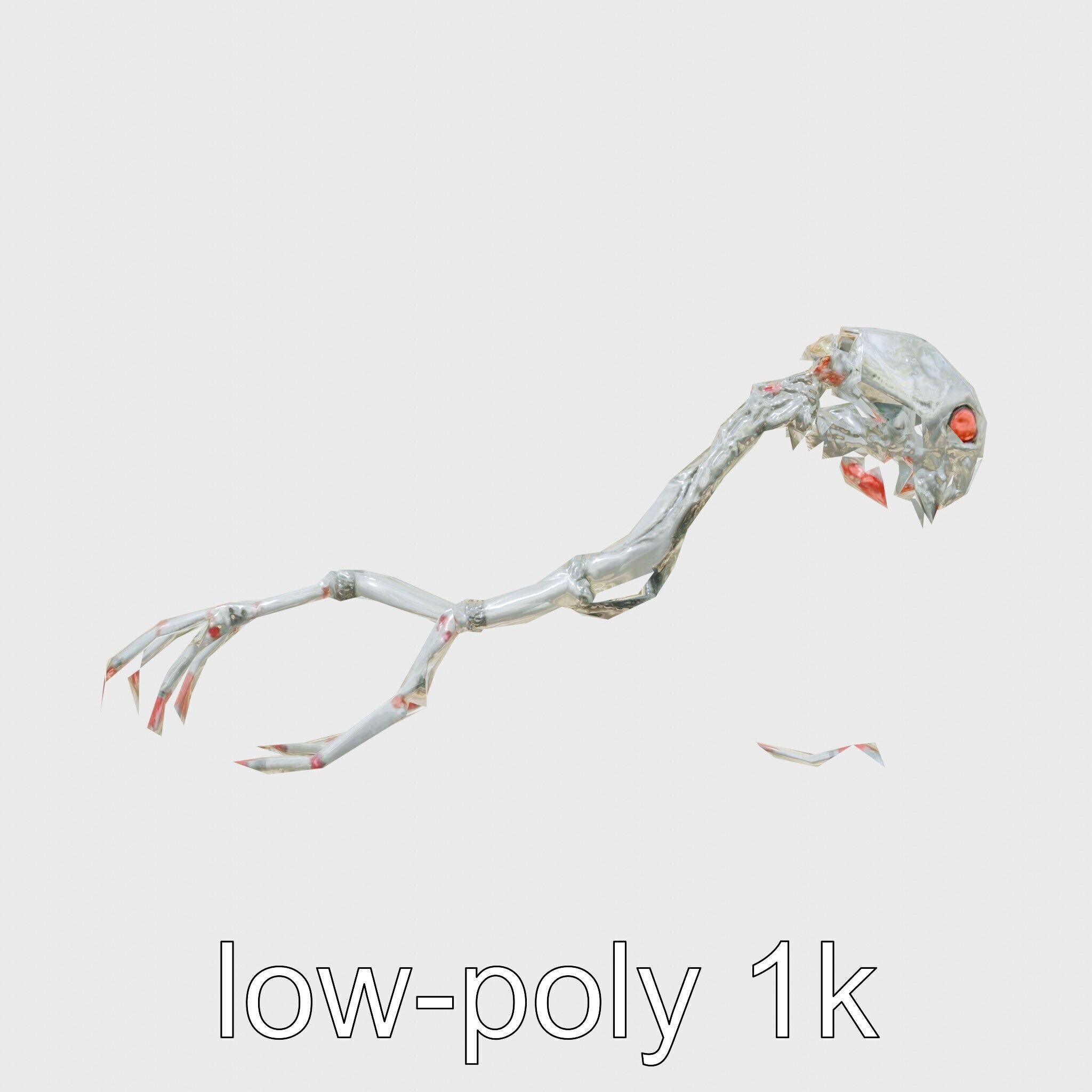 Cybernetic Creature with Mechanical Limbs and Red Eyes Low-poly 3D model_25