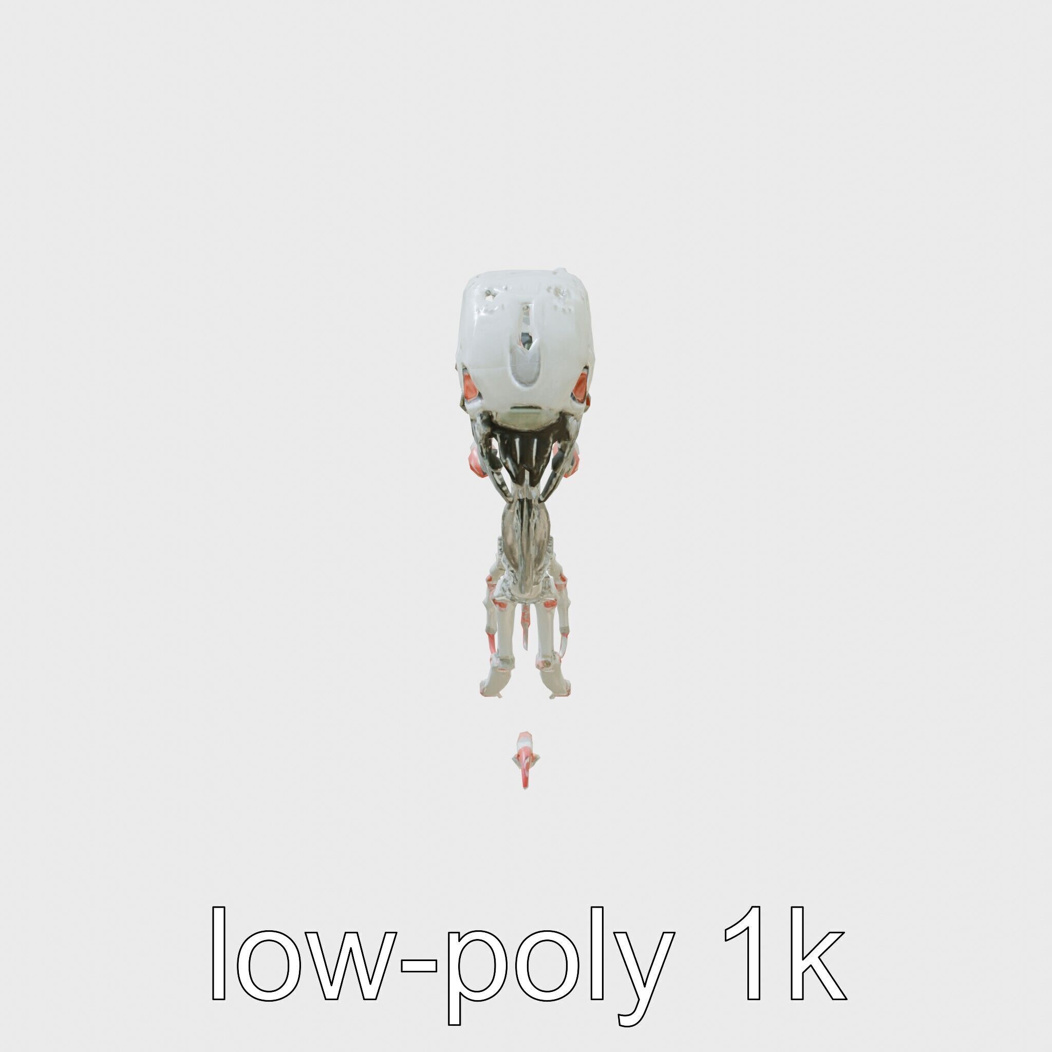 Cybernetic Creature with Mechanical Limbs and Red Eyes Low-poly 3D model_12