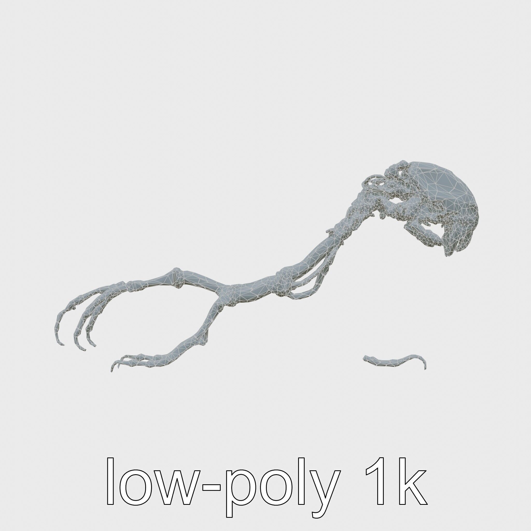 Cybernetic Creature with Mechanical Limbs and Red Eyes Low-poly 3D model_6