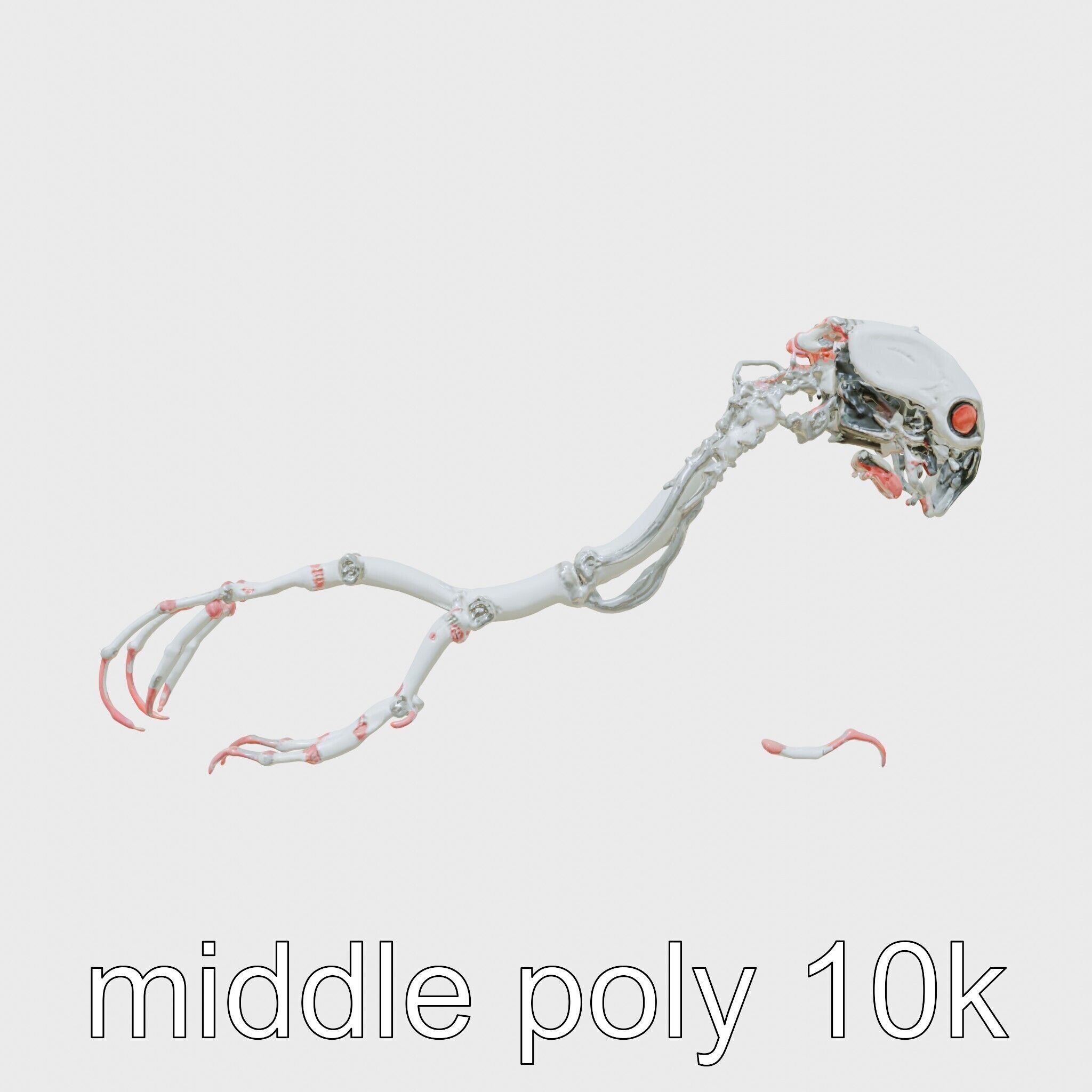 Cybernetic Creature with Mechanical Limbs and Red Eyes Low-poly 3D model_26