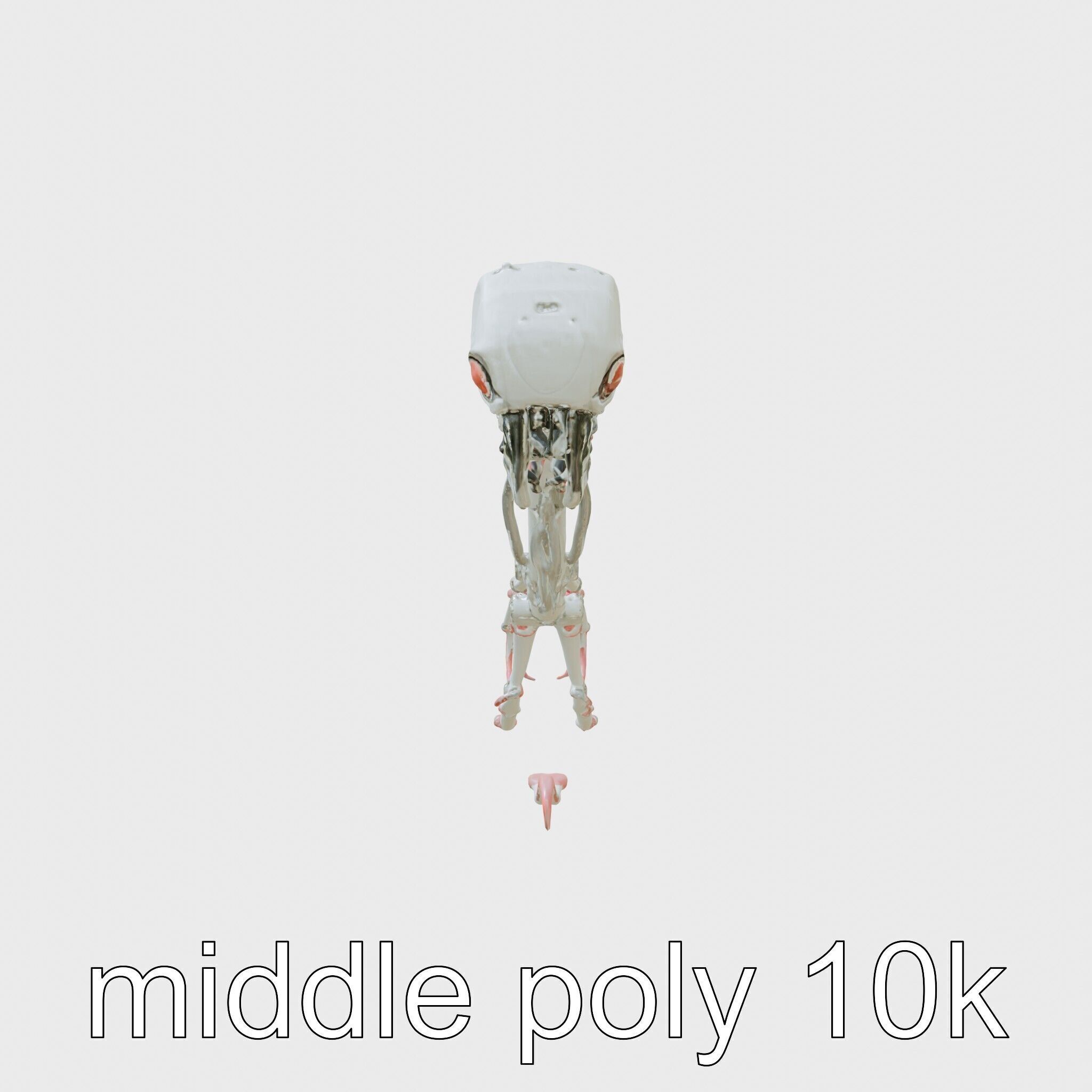 Cybernetic Creature with Mechanical Limbs and Red Eyes Low-poly 3D model_2