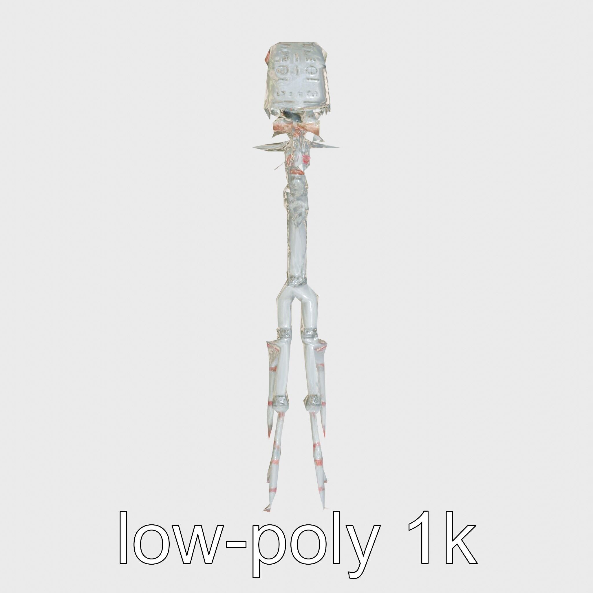 Cybernetic Creature with Mechanical Limbs and Red Eyes Low-poly 3D model_15