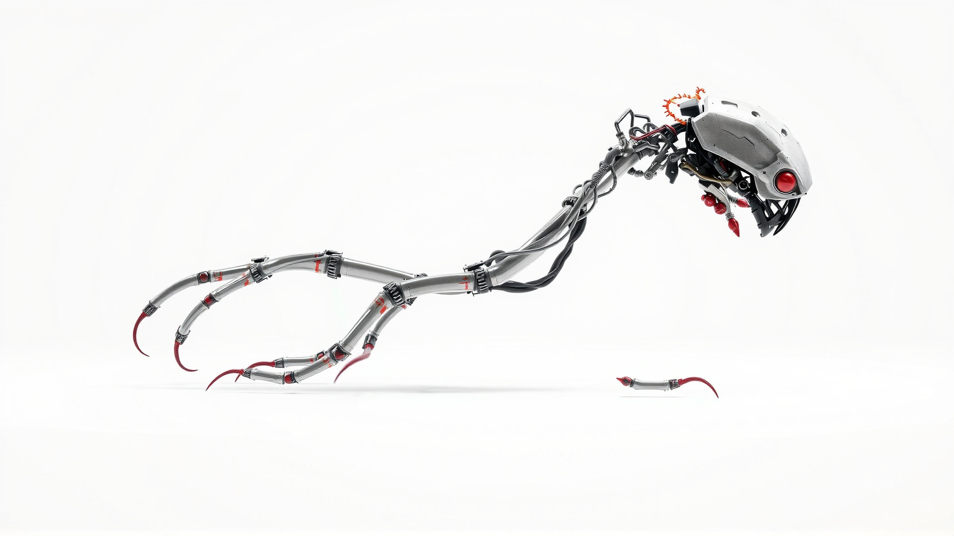 Cybernetic Creature with Mechanical Limbs and Red Eyes Low-poly 3D model_3