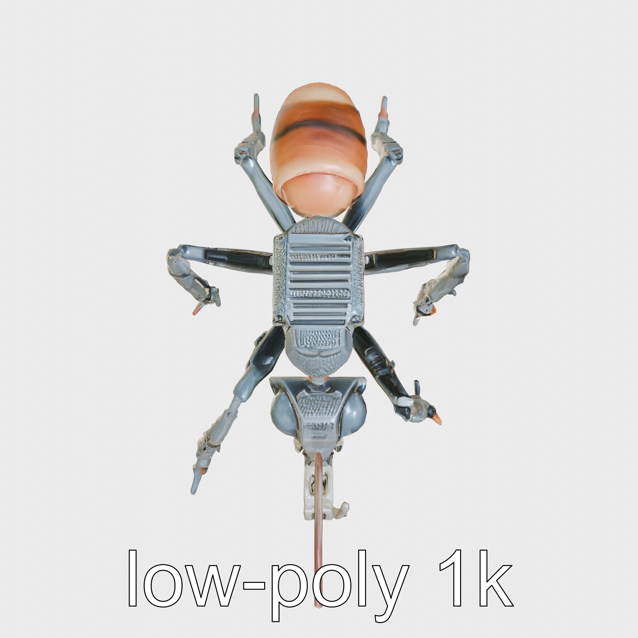 Robotic Forest Ant with Metallic Mandibles and Eye Detectors Low-poly 3D model_9