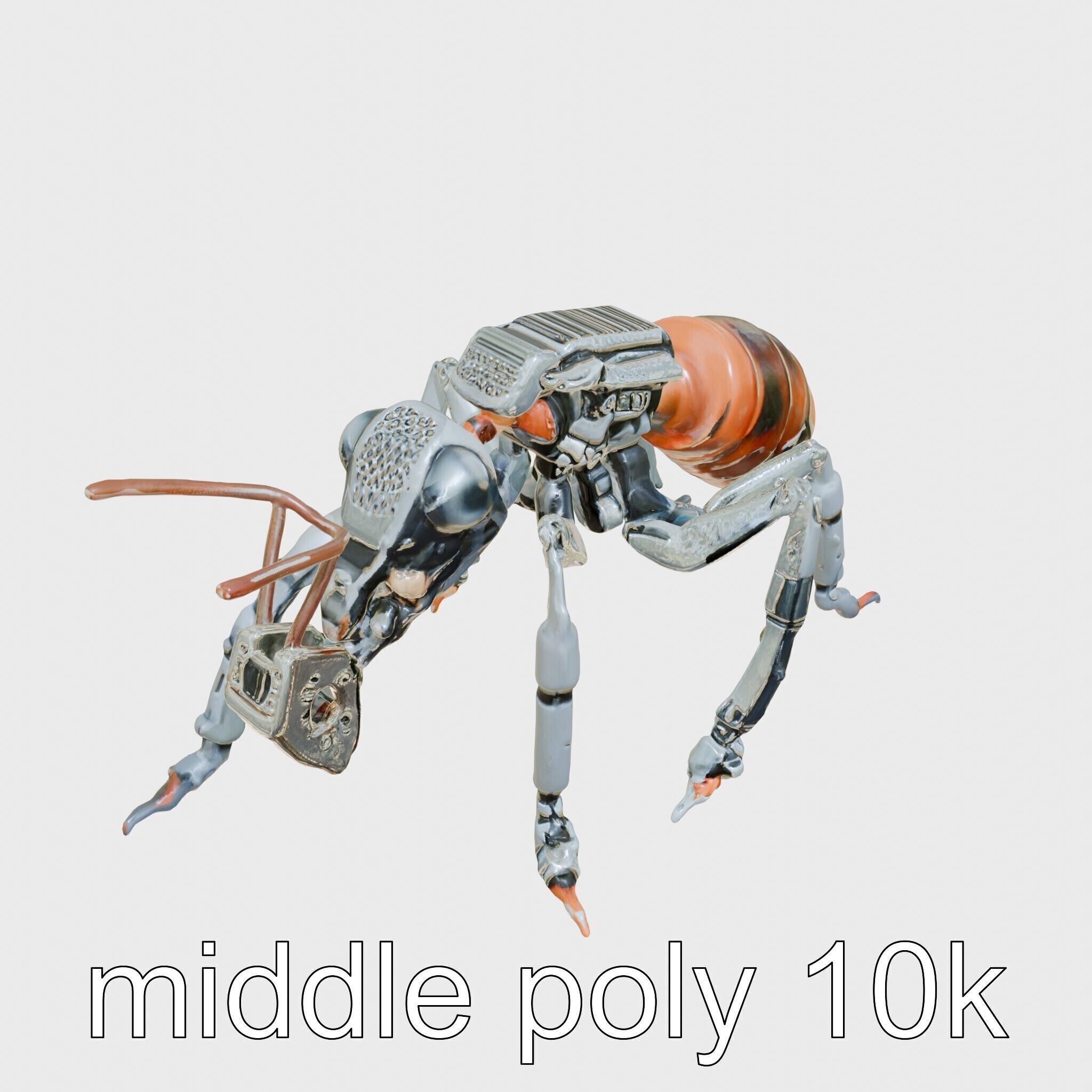 Robotic Forest Ant with Metallic Mandibles and Eye Detectors Low-poly 3D model_23