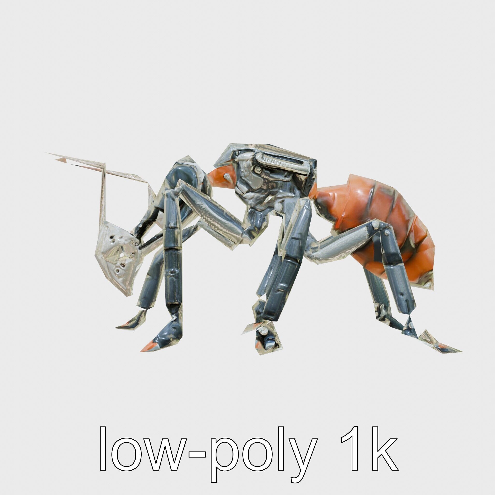 Robotic Forest Ant with Metallic Mandibles and Eye Detectors Low-poly 3D model_24