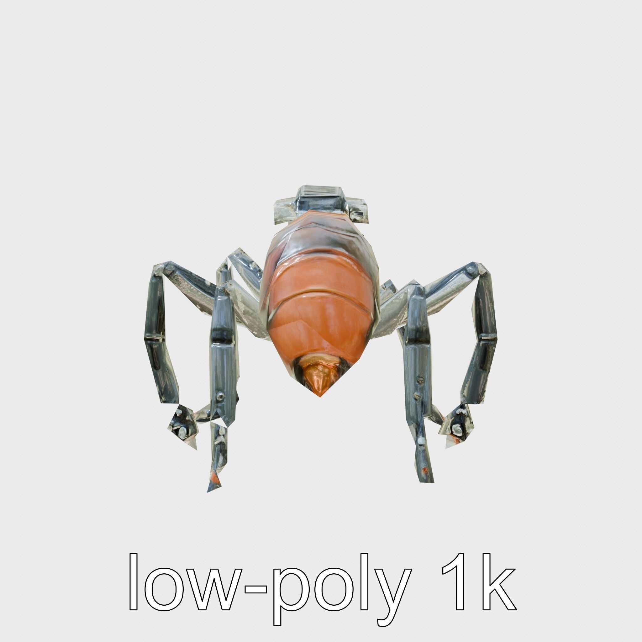 Robotic Forest Ant with Metallic Mandibles and Eye Detectors Low-poly 3D model_4