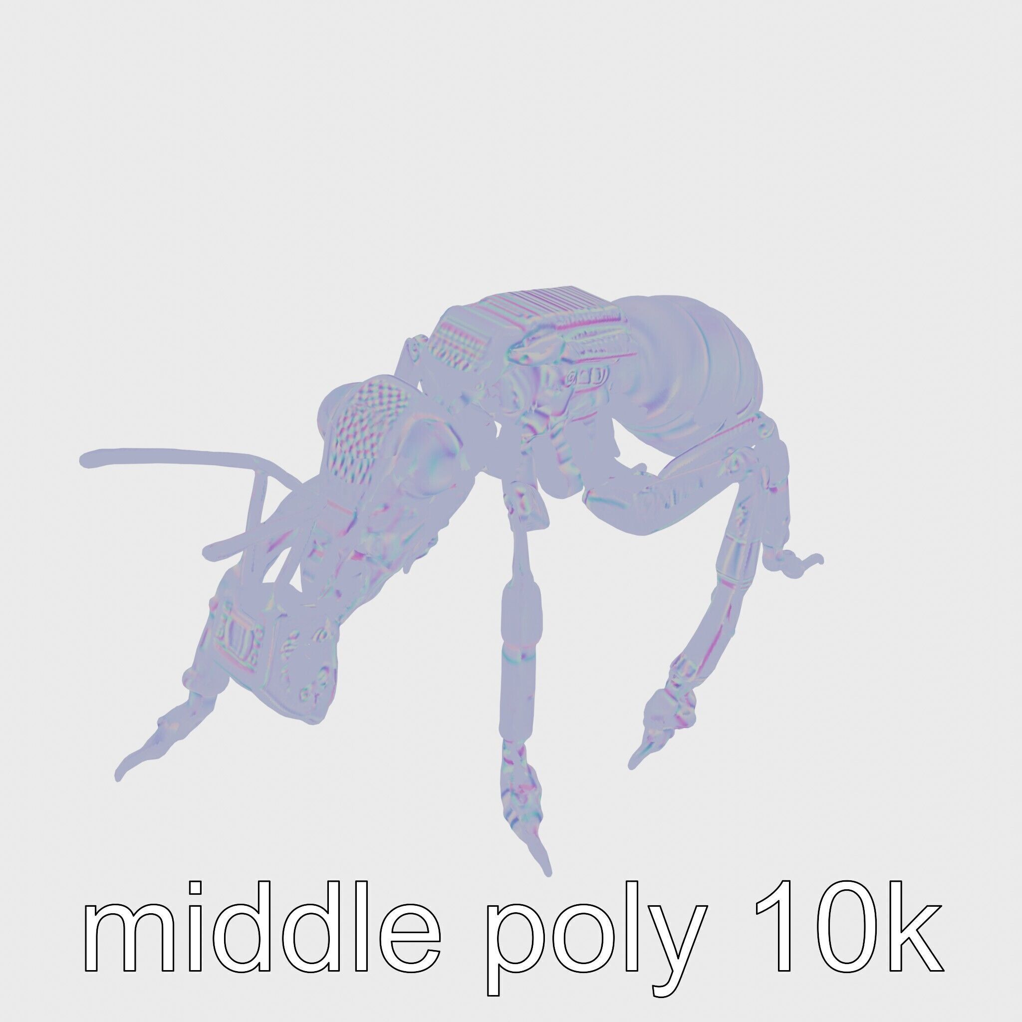 Robotic Forest Ant with Metallic Mandibles and Eye Detectors Low-poly 3D model_11