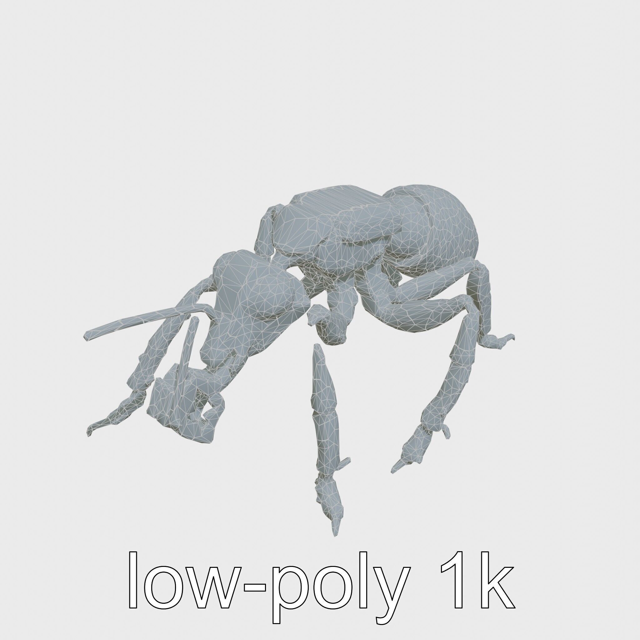 Robotic Forest Ant with Metallic Mandibles and Eye Detectors Low-poly 3D model_19