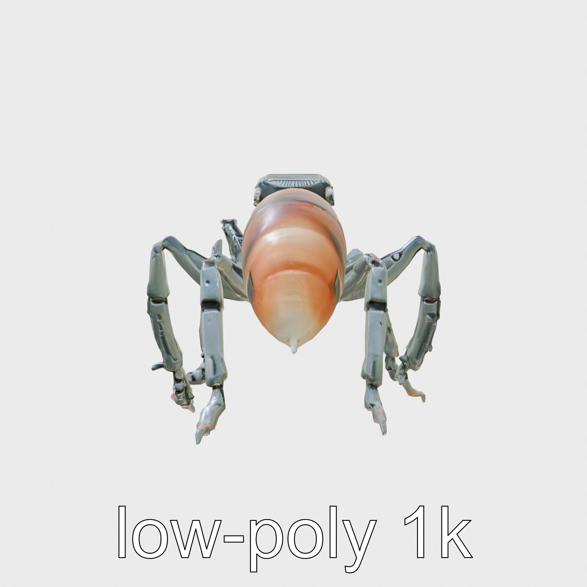 Robotic Forest Ant with Metallic Mandibles and Eye Detectors Low-poly 3D model_14