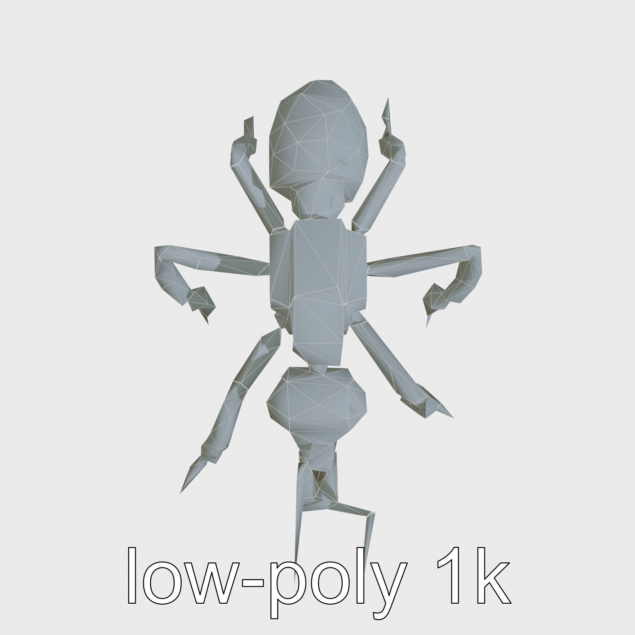 Robotic Forest Ant with Metallic Mandibles and Eye Detectors Low-poly 3D model_30
