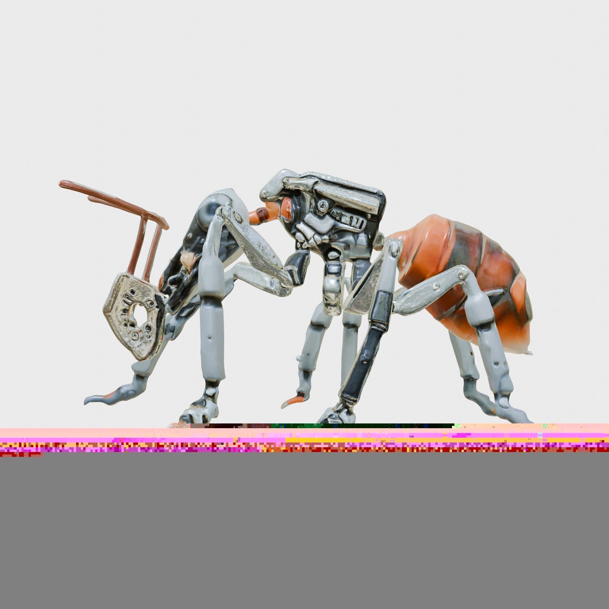 Robotic Forest Ant with Metallic Mandibles and Eye Detectors Low-poly 3D model_2