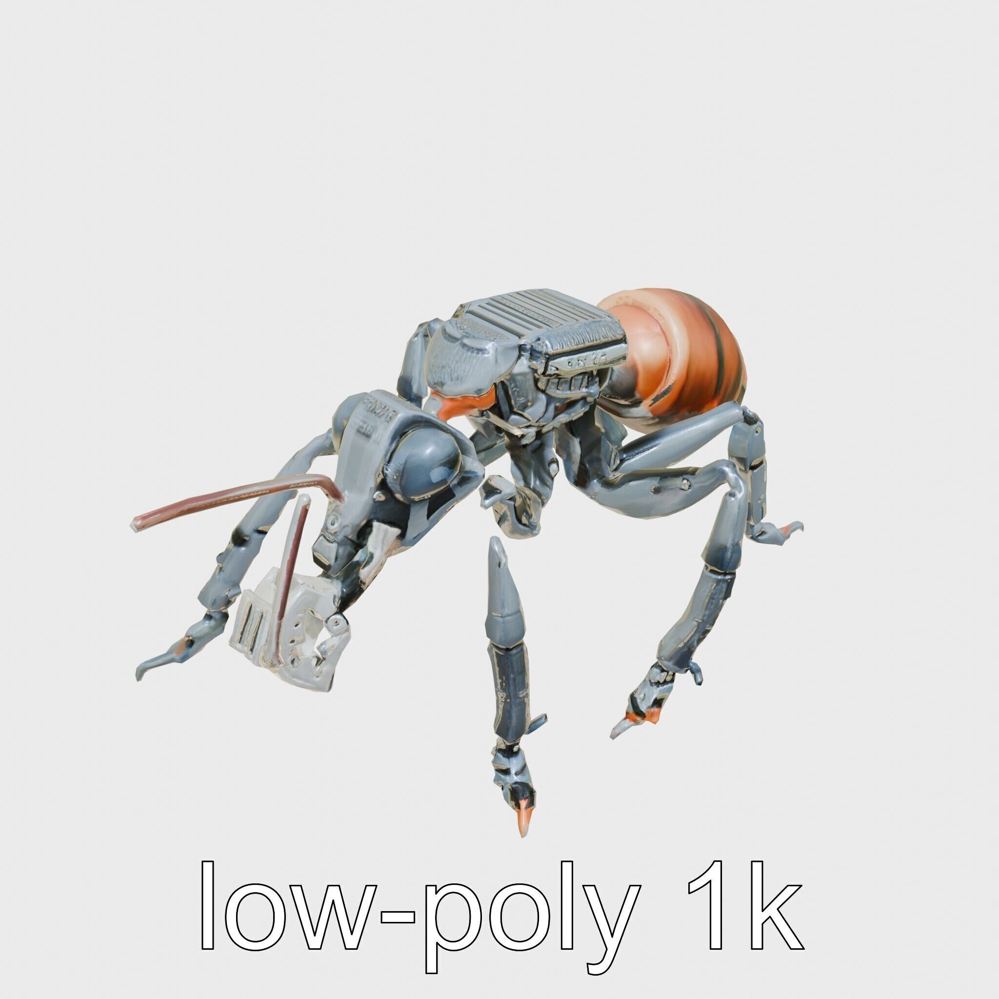 Robotic Forest Ant with Metallic Mandibles and Eye Detectors Low-poly 3D model_18
