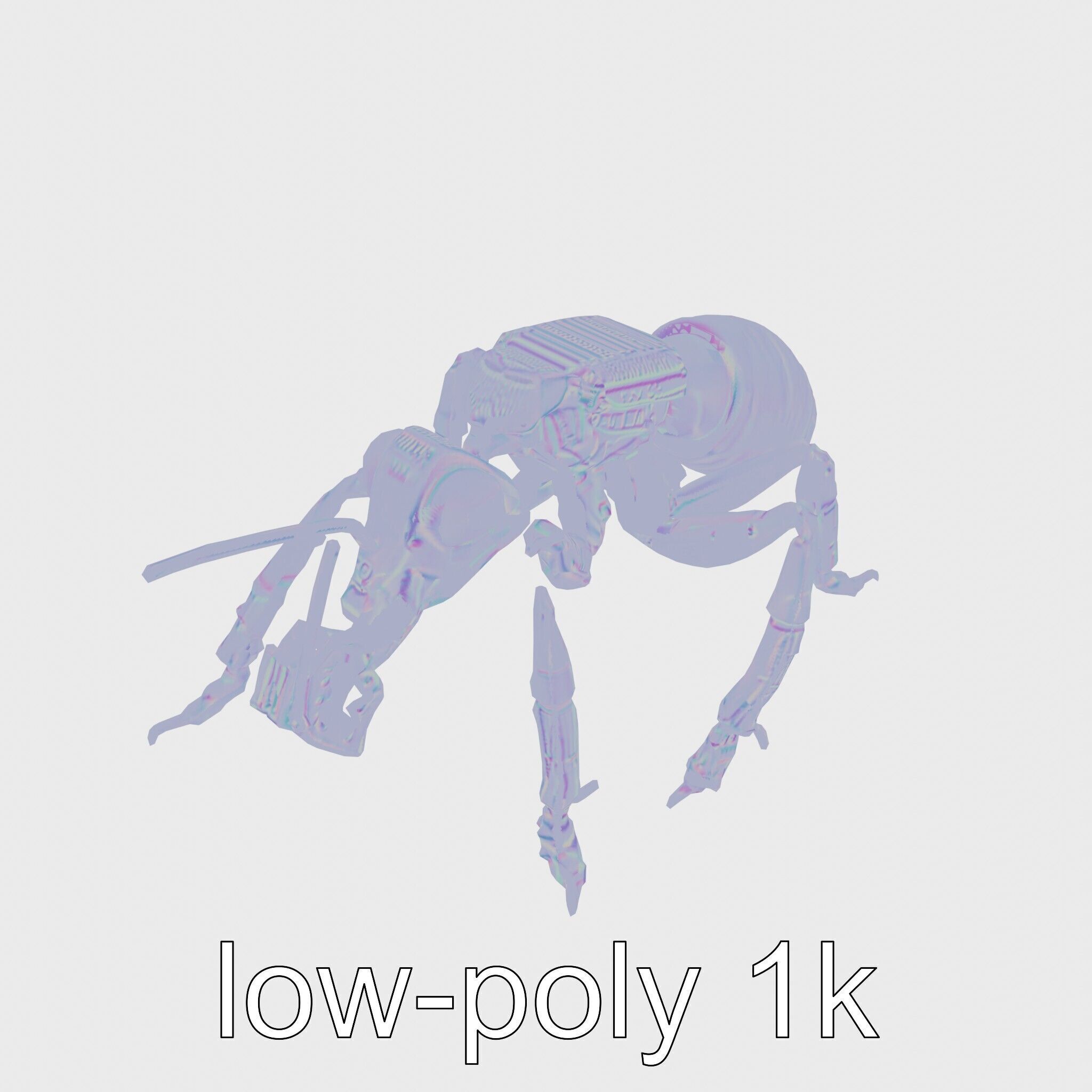 Robotic Forest Ant with Metallic Mandibles and Eye Detectors Low-poly 3D model_20