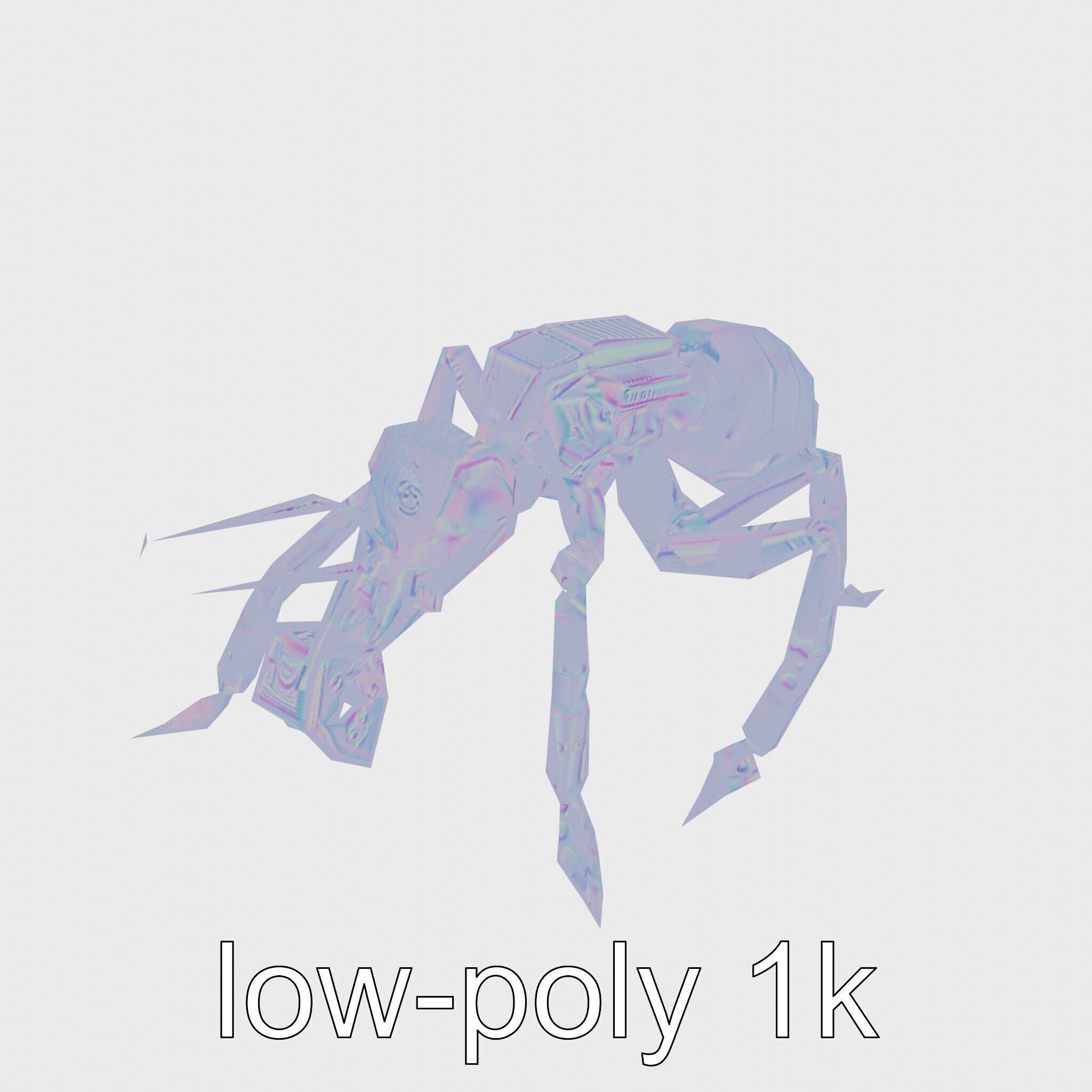 Robotic Forest Ant with Metallic Mandibles and Eye Detectors Low-poly 3D model_13