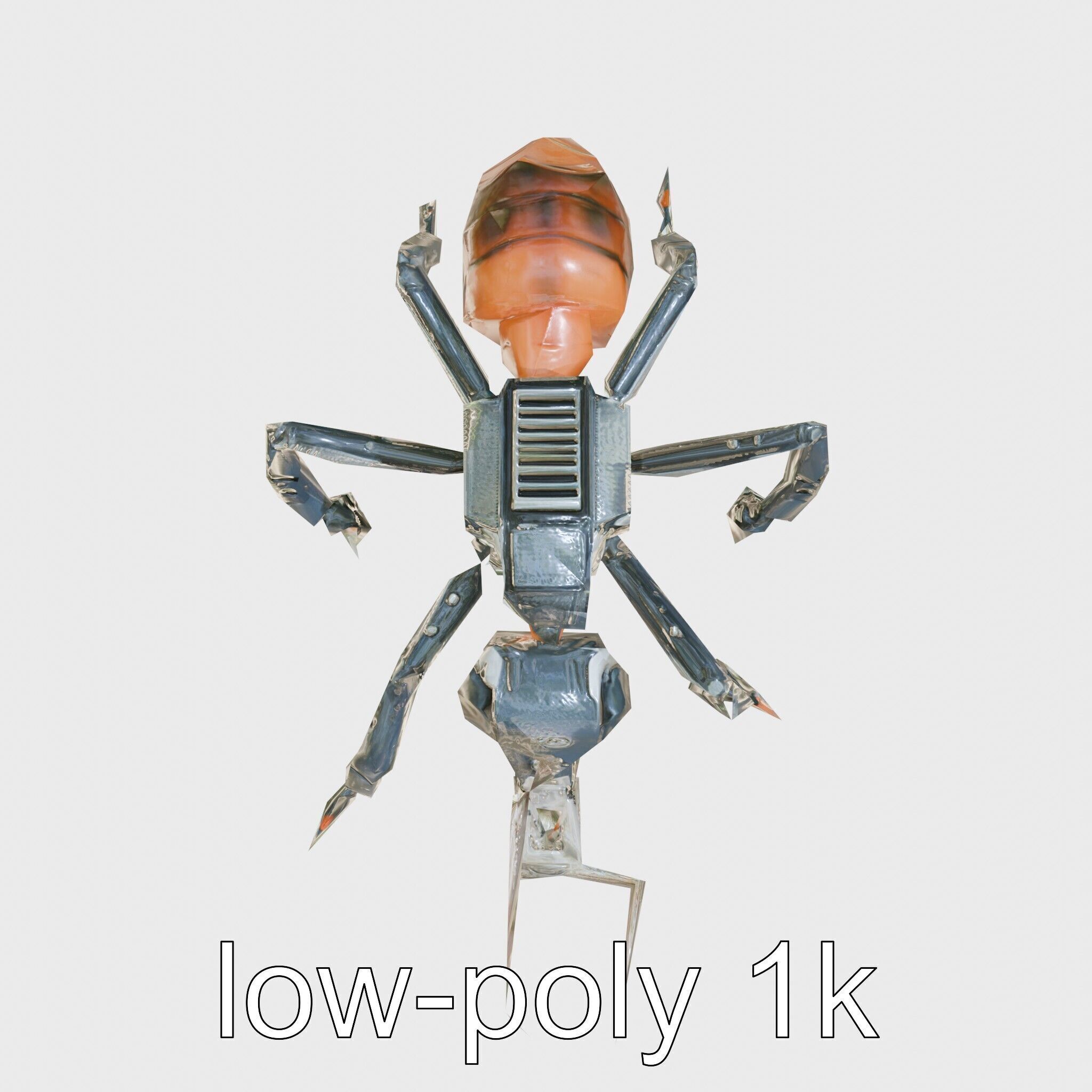Robotic Forest Ant with Metallic Mandibles and Eye Detectors Low-poly 3D model_26