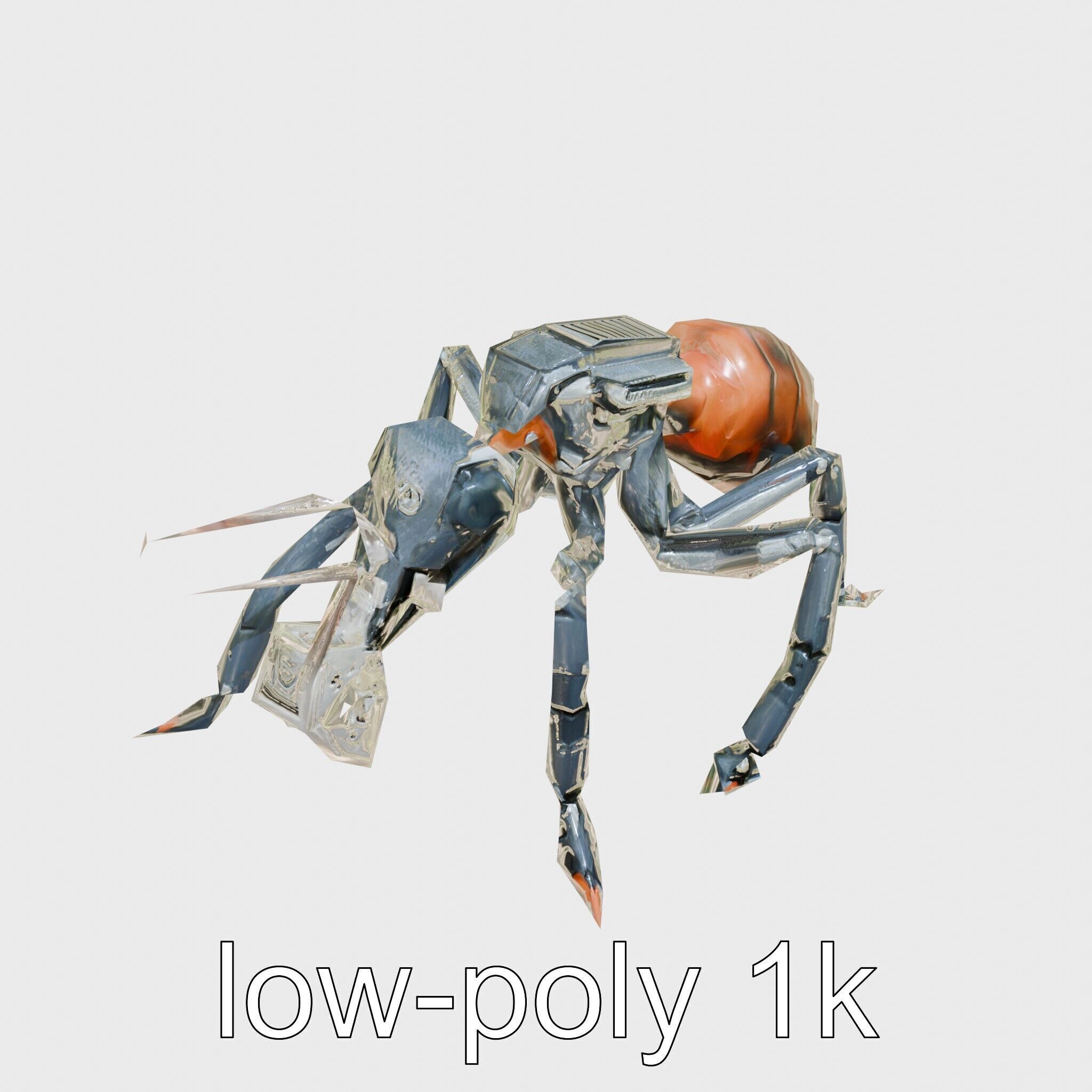 Robotic Forest Ant with Metallic Mandibles and Eye Detectors Low-poly 3D model_10