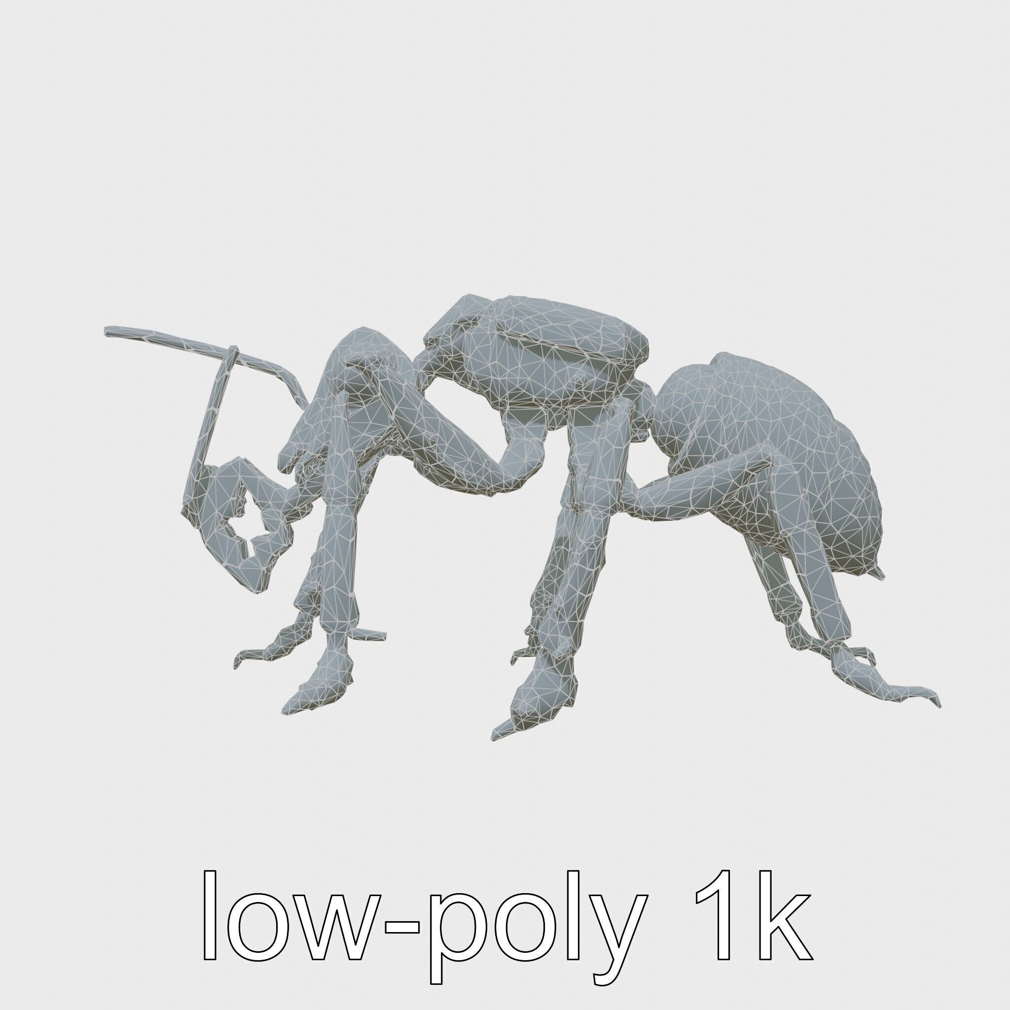 Robotic Forest Ant with Metallic Mandibles and Eye Detectors Low-poly 3D model_6