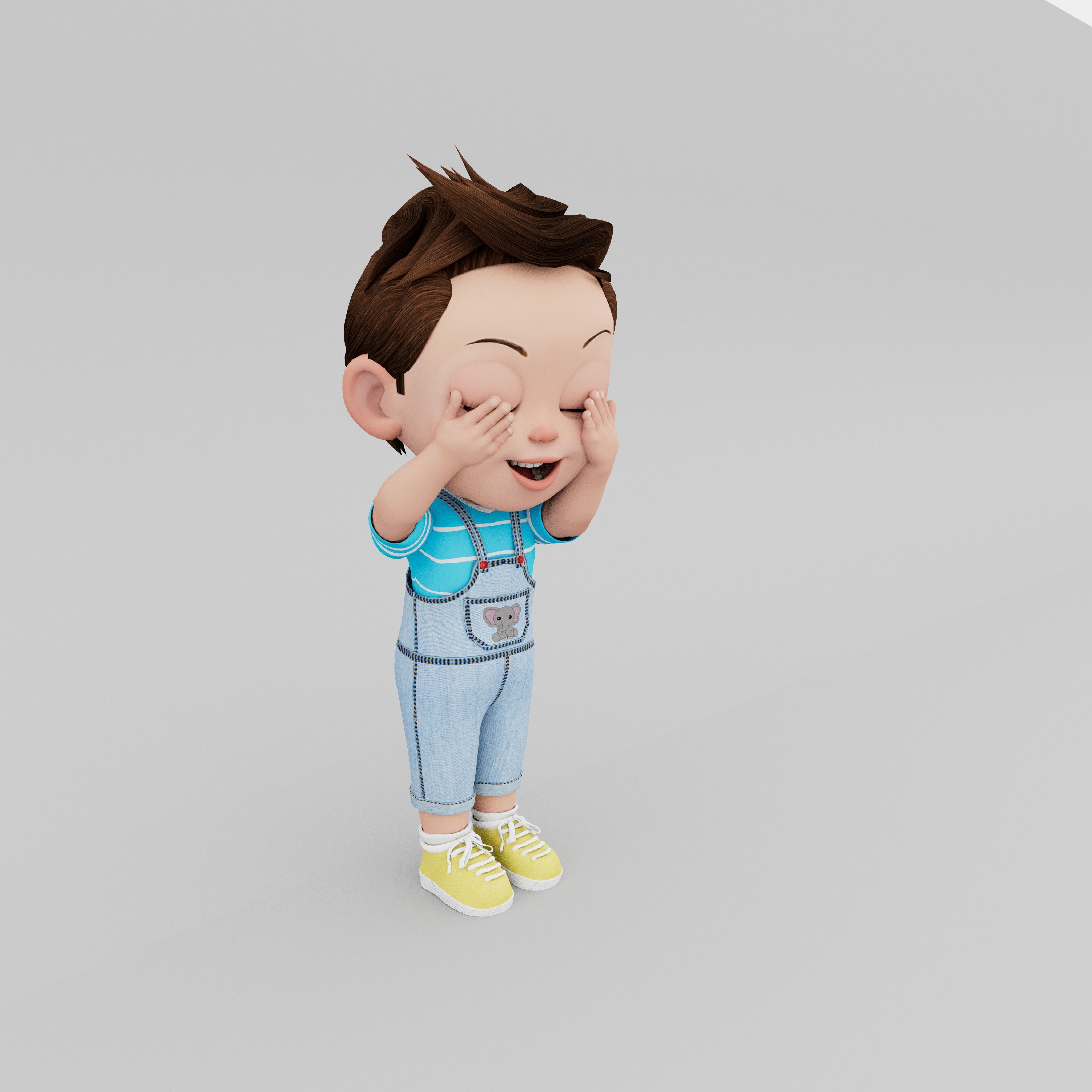 cute baby Low-poly 3D model_7