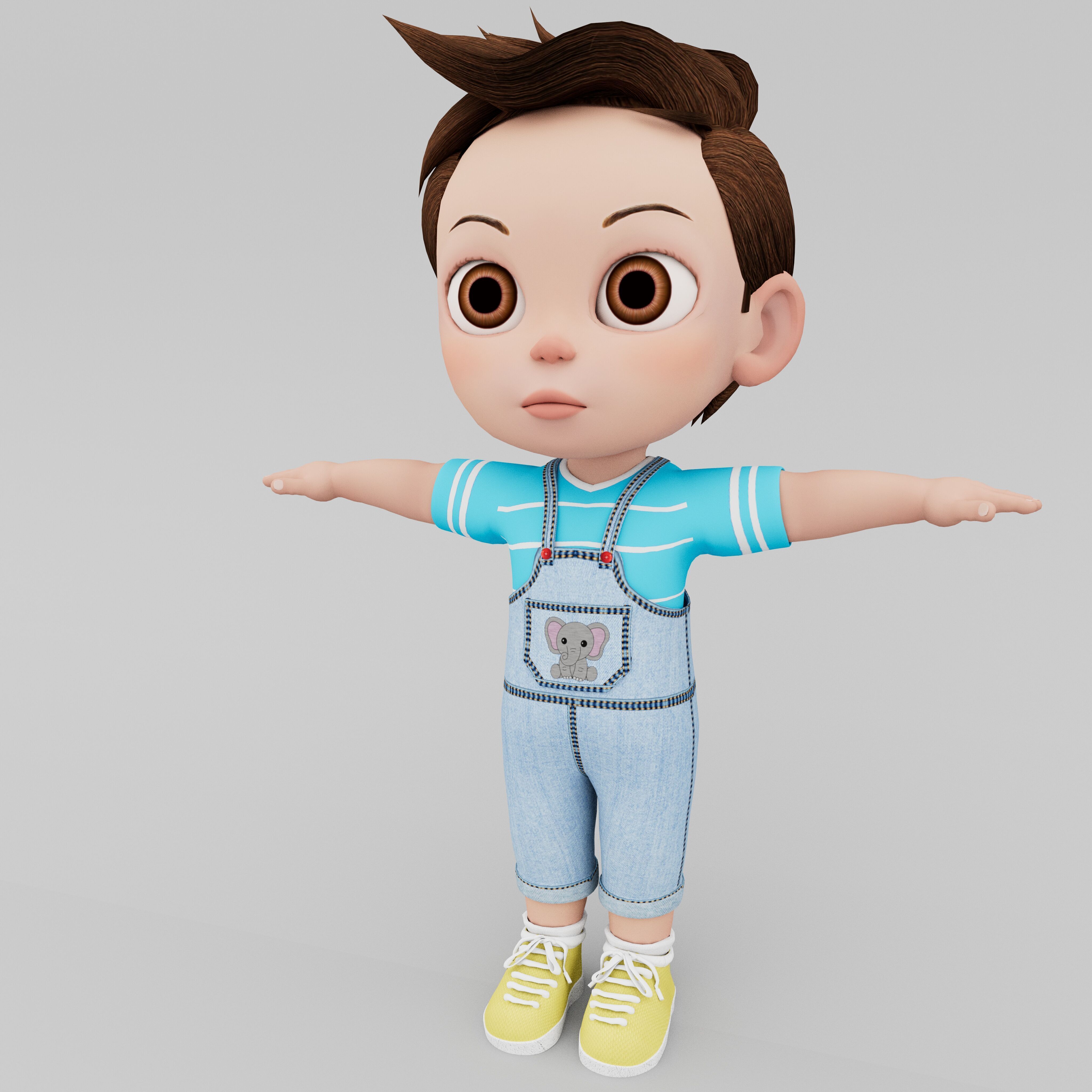 cute baby Low-poly 3D model_3