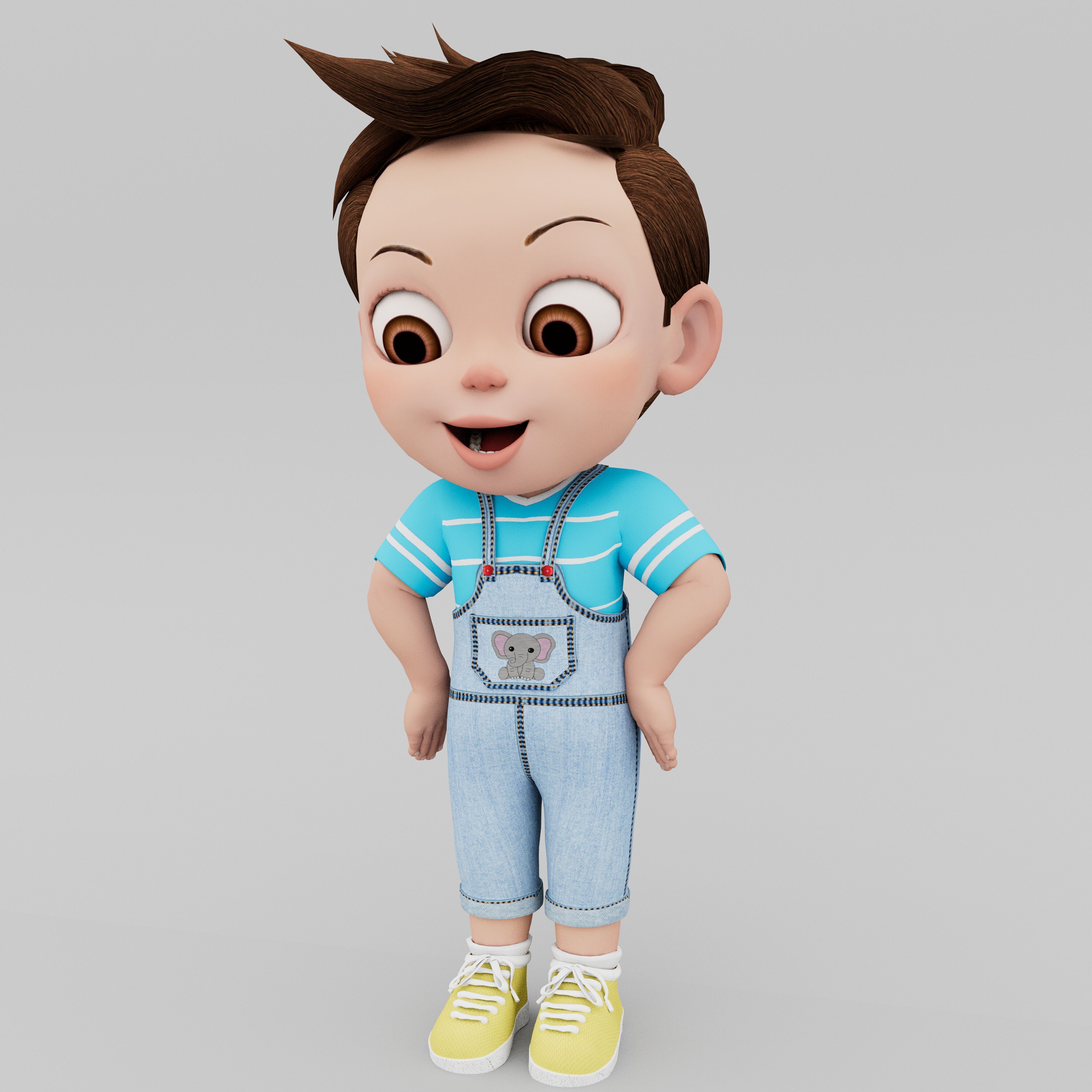 cute baby Low-poly 3D model_1