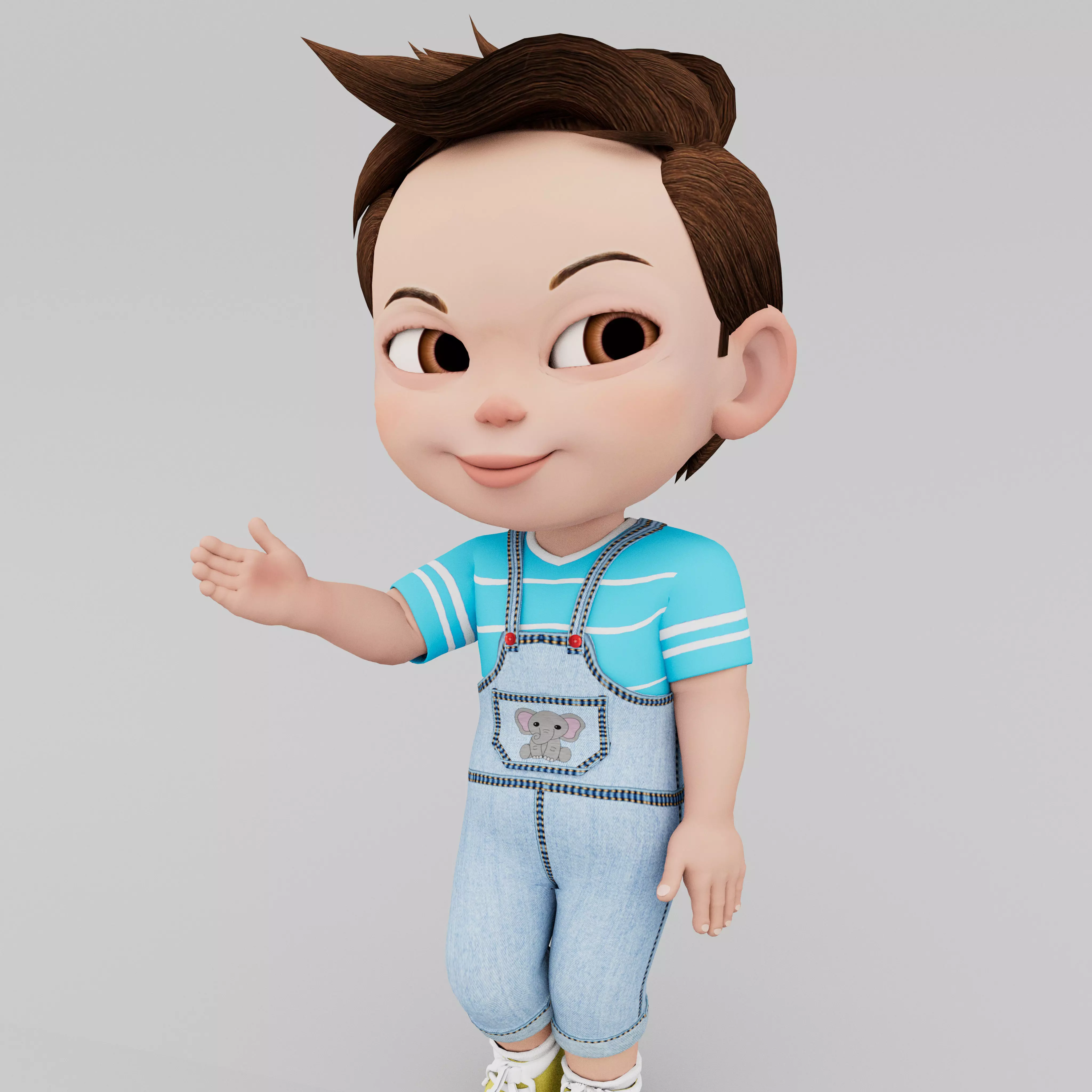 cute baby Low-poly 3D model_0