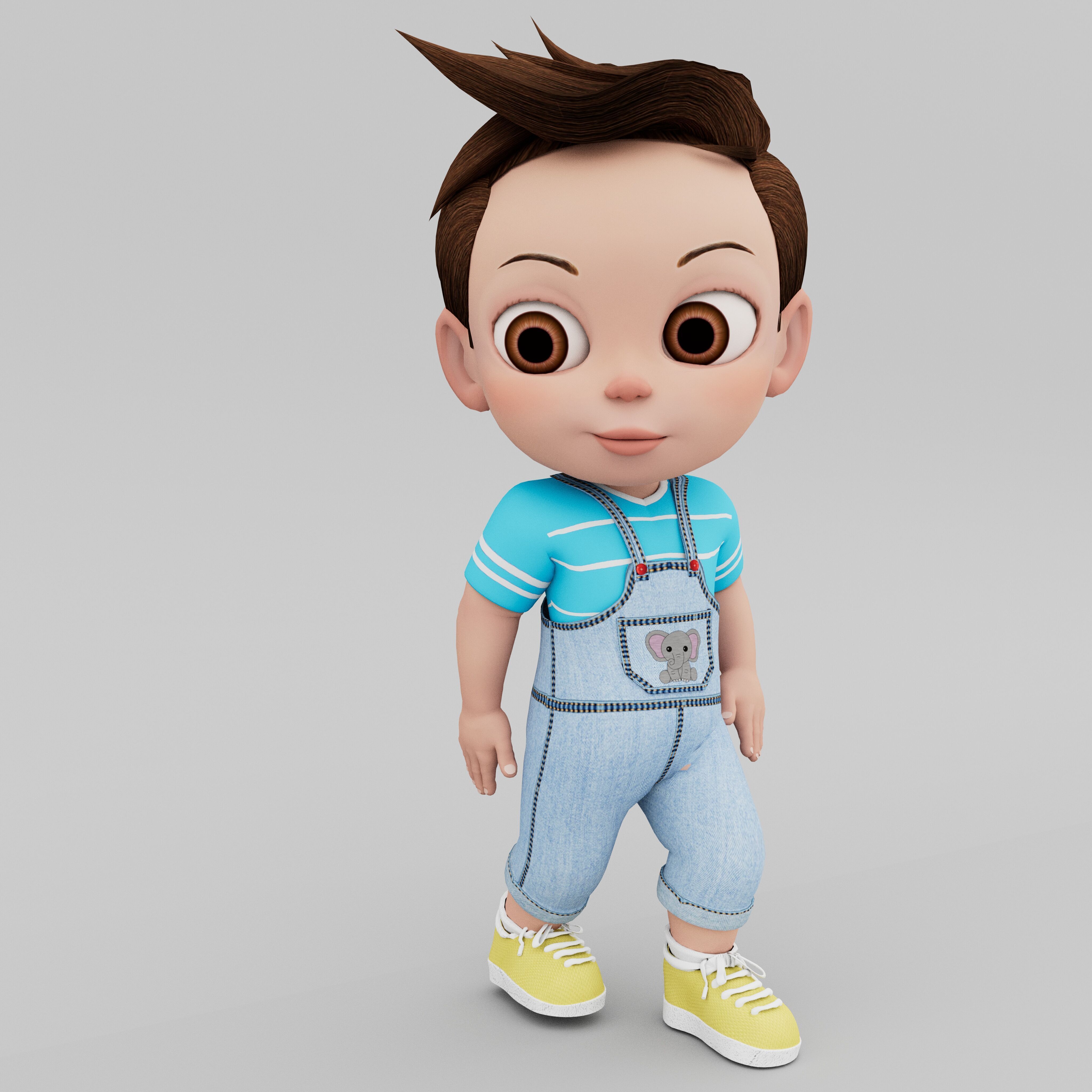 cute baby Low-poly 3D model_8