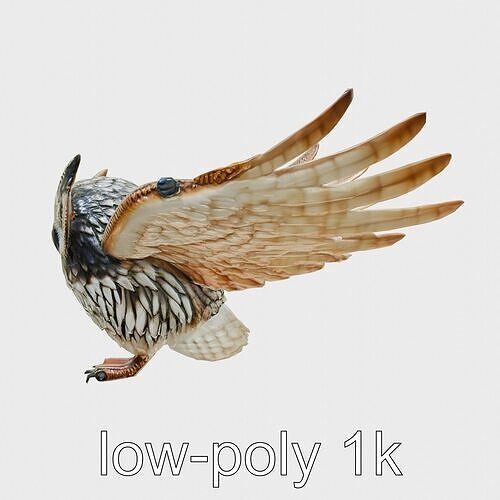 Space Owl Navigator with Stellar Eyes and Gravity Wings Low-poly 3D model