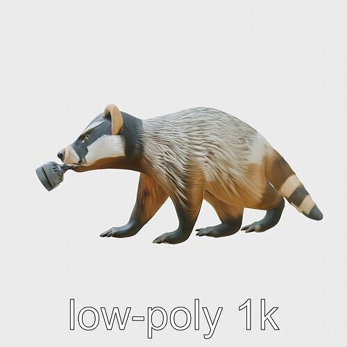 Mountain Badger Engineer with Constructive Paws and Projectiv... Low-poly 3D model
