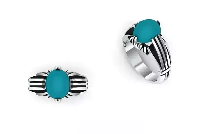 Men s turquoise ring 3D print model