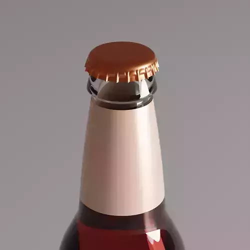 Realistic 3D Model of Beer Bottle-Glass-Cup