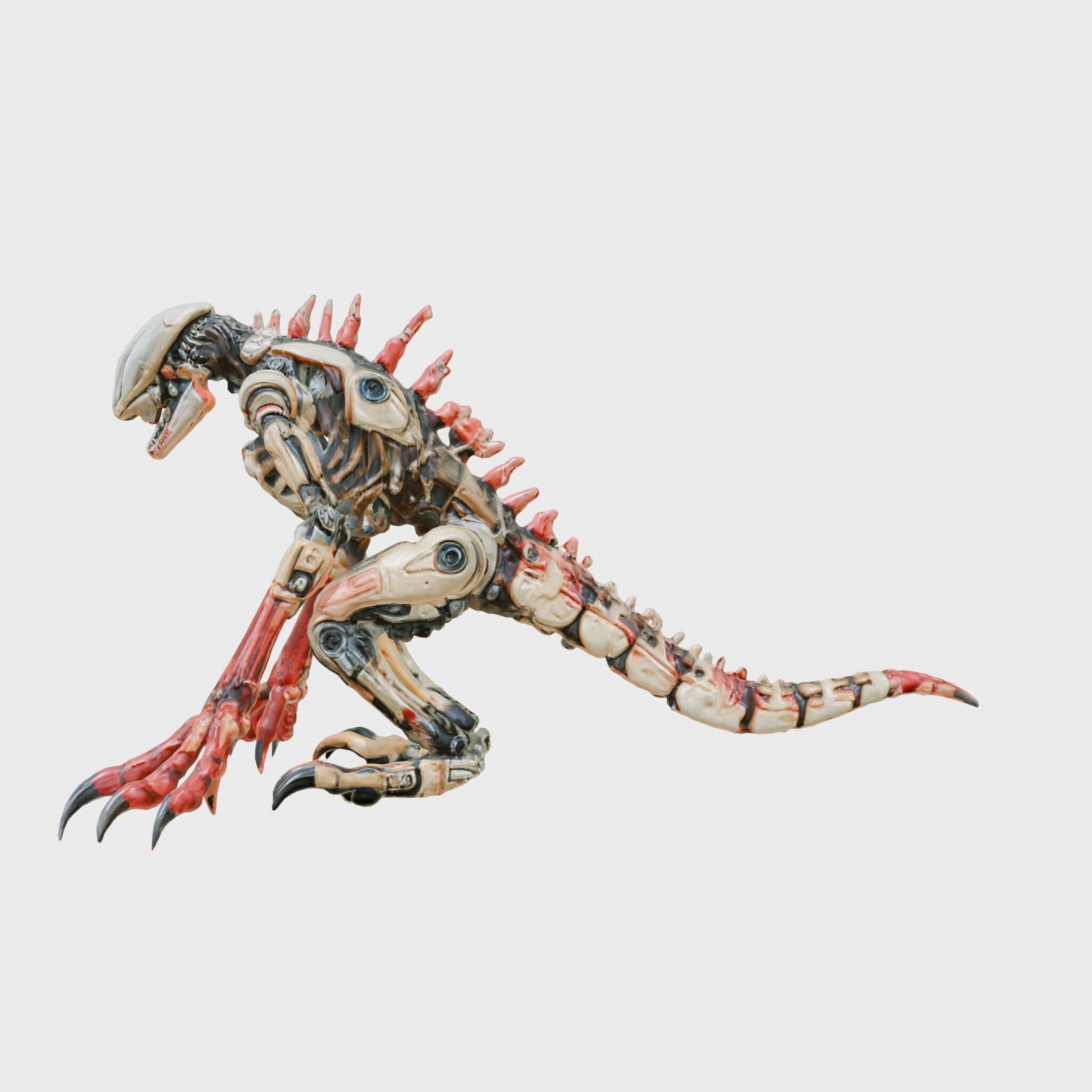 Mechanical Dinosaur Monster with Human Features and Bloody Wo... Low-poly 3D model_2