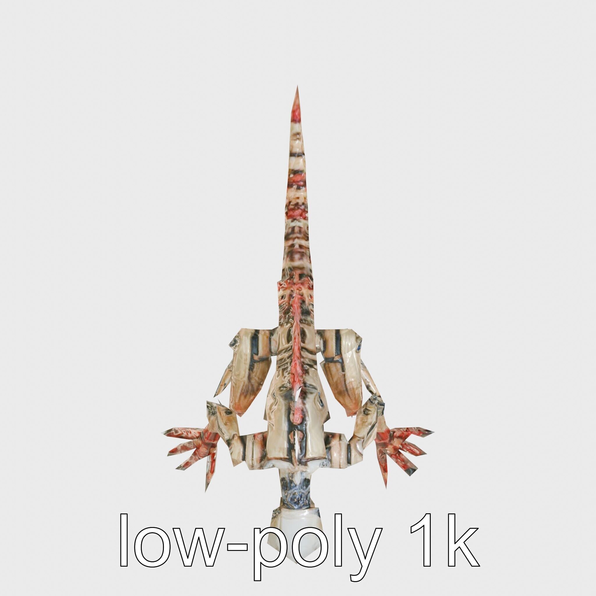 Mechanical Dinosaur Monster with Human Features and Bloody Wo... Low-poly 3D model_18