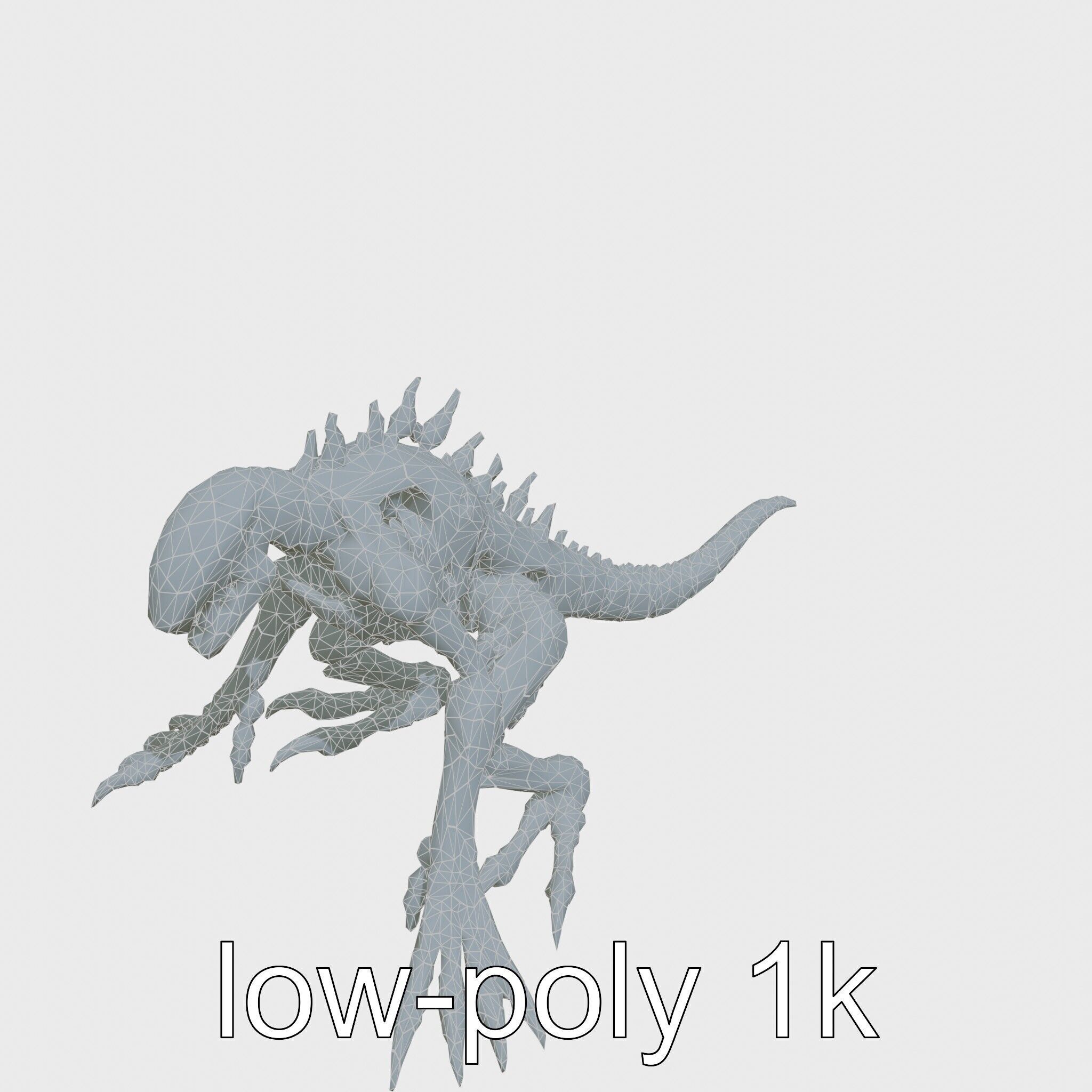 Mechanical Dinosaur Monster with Human Features and Bloody Wo... Low-poly 3D model_24