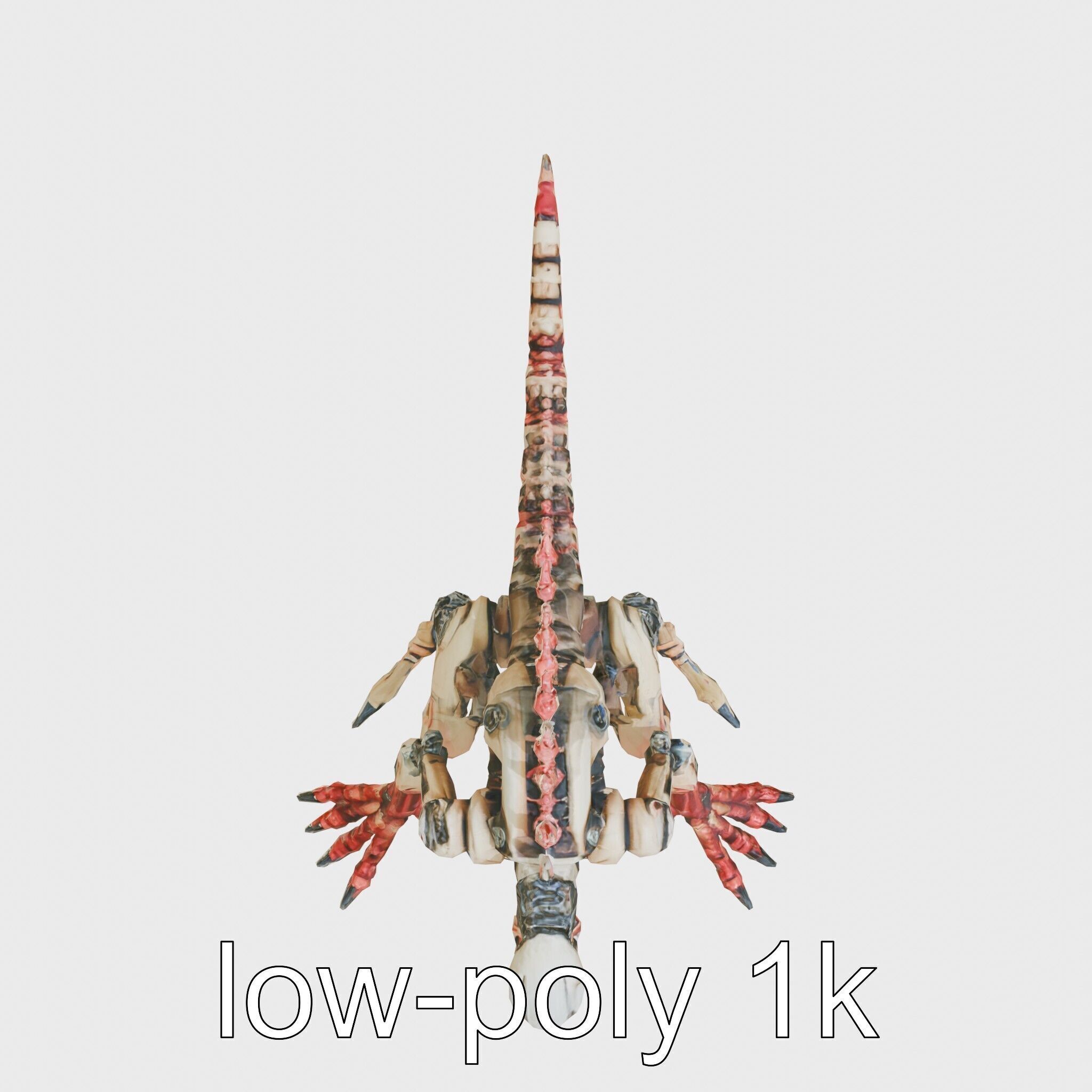 Mechanical Dinosaur Monster with Human Features and Bloody Wo... Low-poly 3D model_9