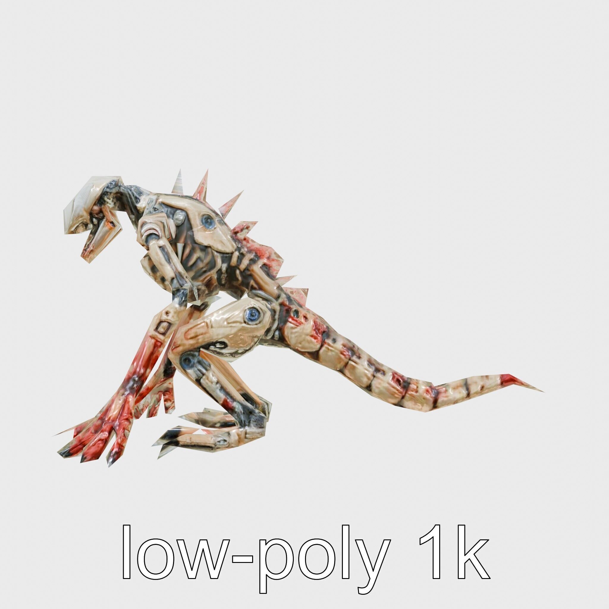 Mechanical Dinosaur Monster with Human Features and Bloody Wo... Low-poly 3D model_19