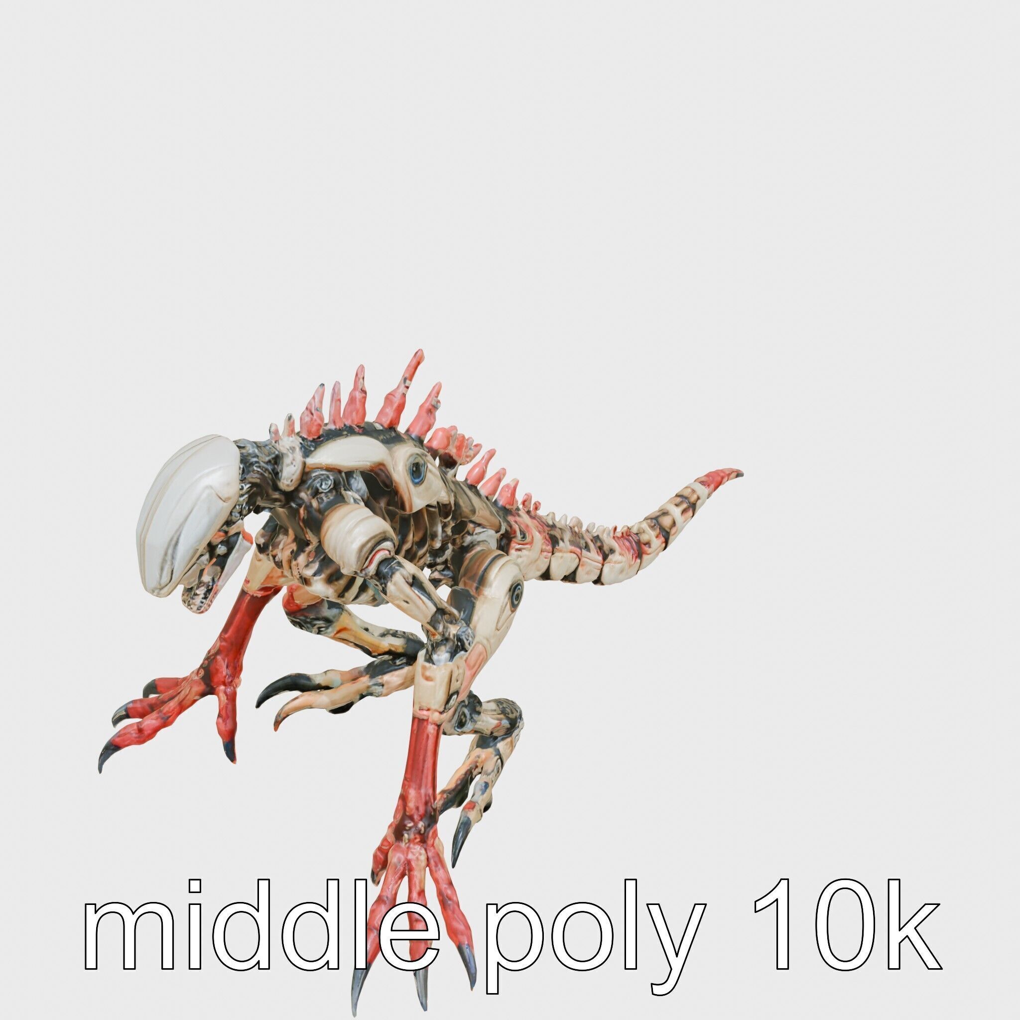 Mechanical Dinosaur Monster with Human Features and Bloody Wo... Low-poly 3D model_11