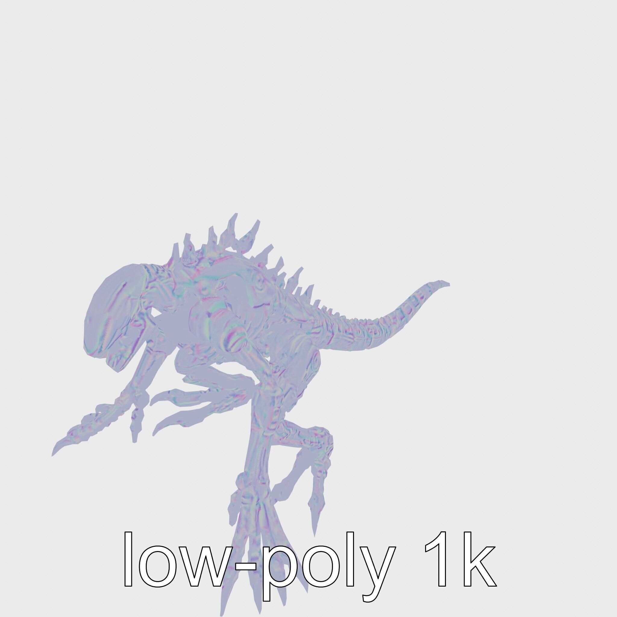 Mechanical Dinosaur Monster with Human Features and Bloody Wo... Low-poly 3D model_16