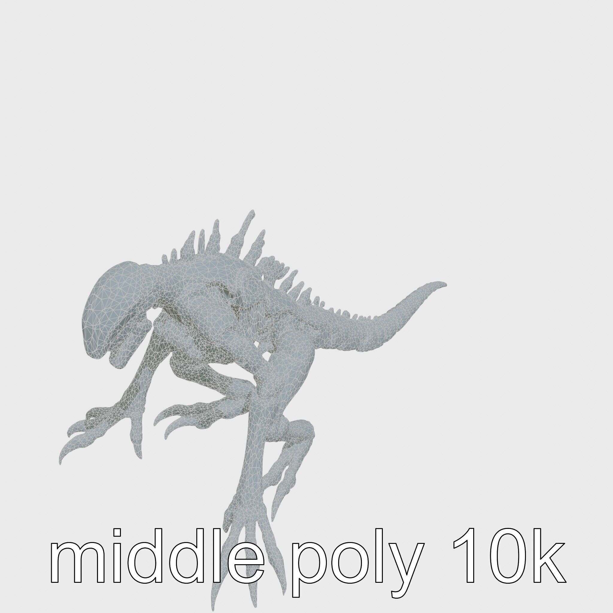 Mechanical Dinosaur Monster with Human Features and Bloody Wo... Low-poly 3D model_28