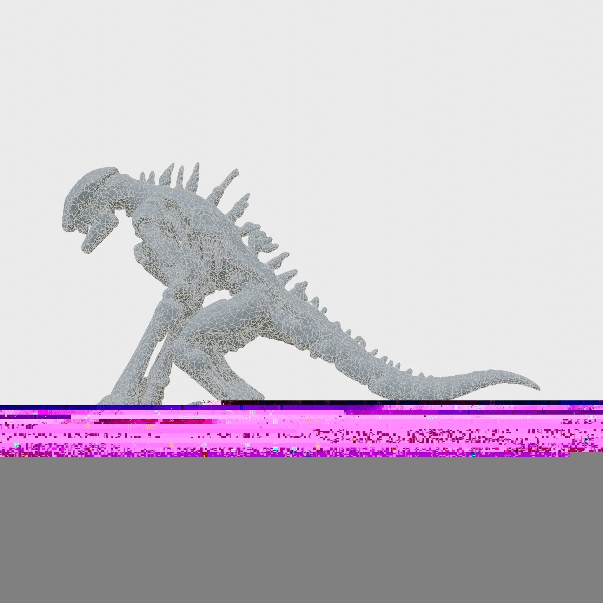 Mechanical Dinosaur Monster with Human Features and Bloody Wo... Low-poly 3D model_5