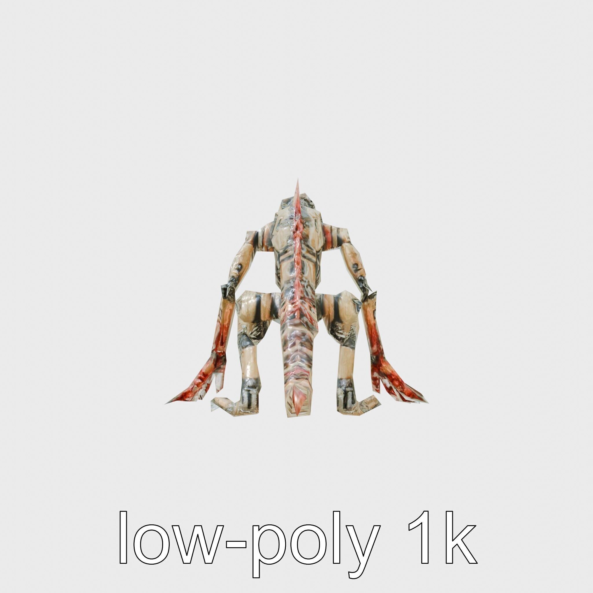 Mechanical Dinosaur Monster with Human Features and Bloody Wo... Low-poly 3D model_4