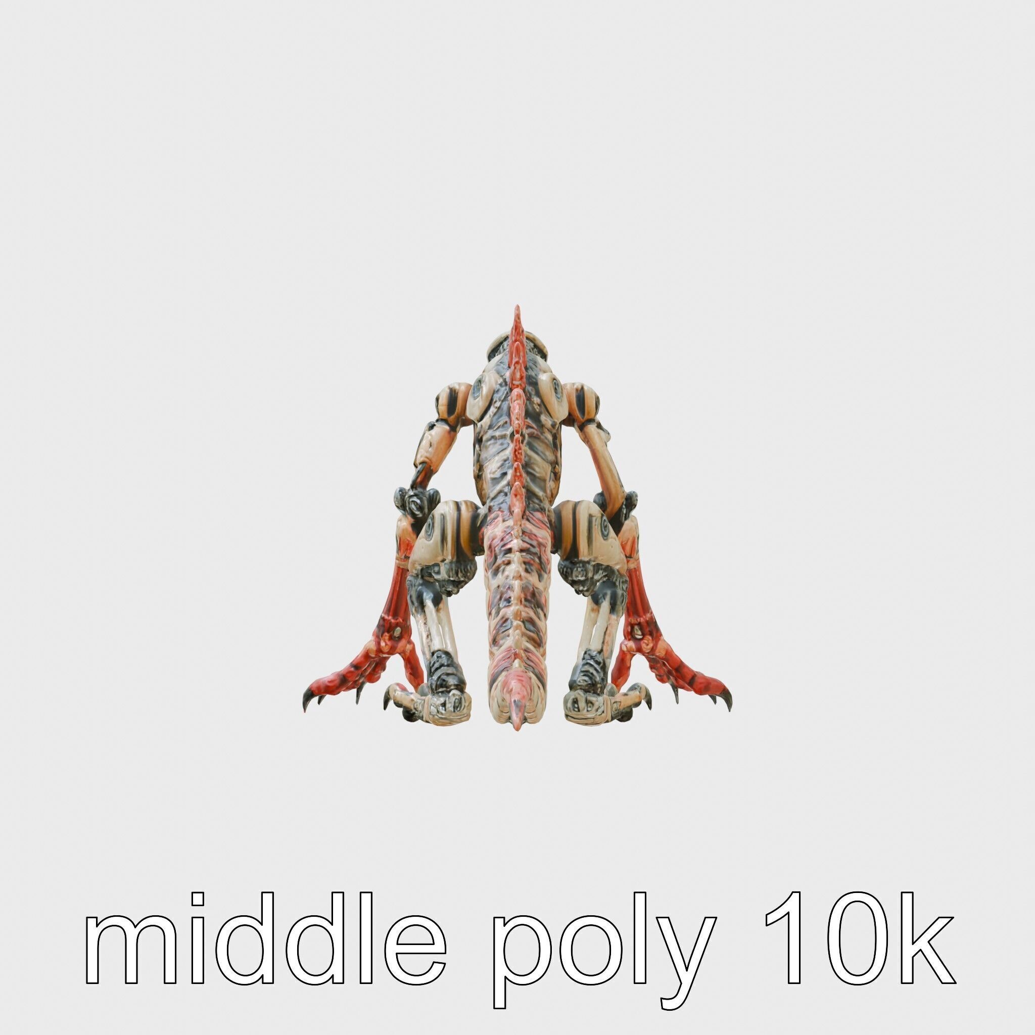 Mechanical Dinosaur Monster with Human Features and Bloody Wo... Low-poly 3D model_14