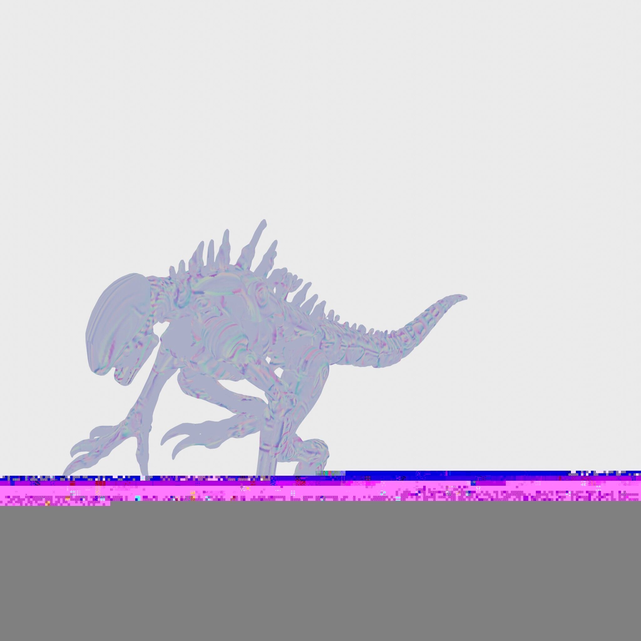 Mechanical Dinosaur Monster with Human Features and Bloody Wo... Low-poly 3D model_22